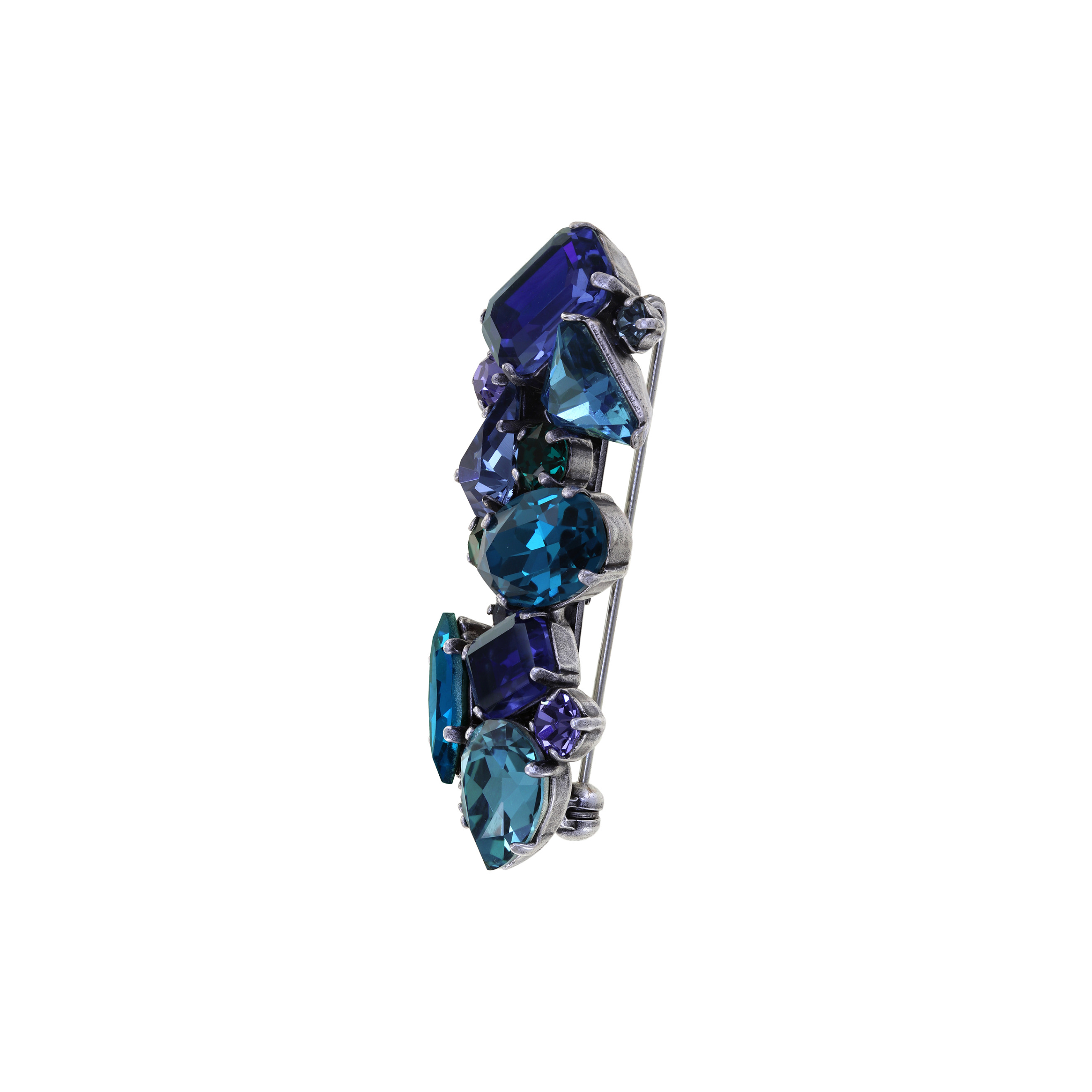 Брошь Gems Riot с синими кристаллами