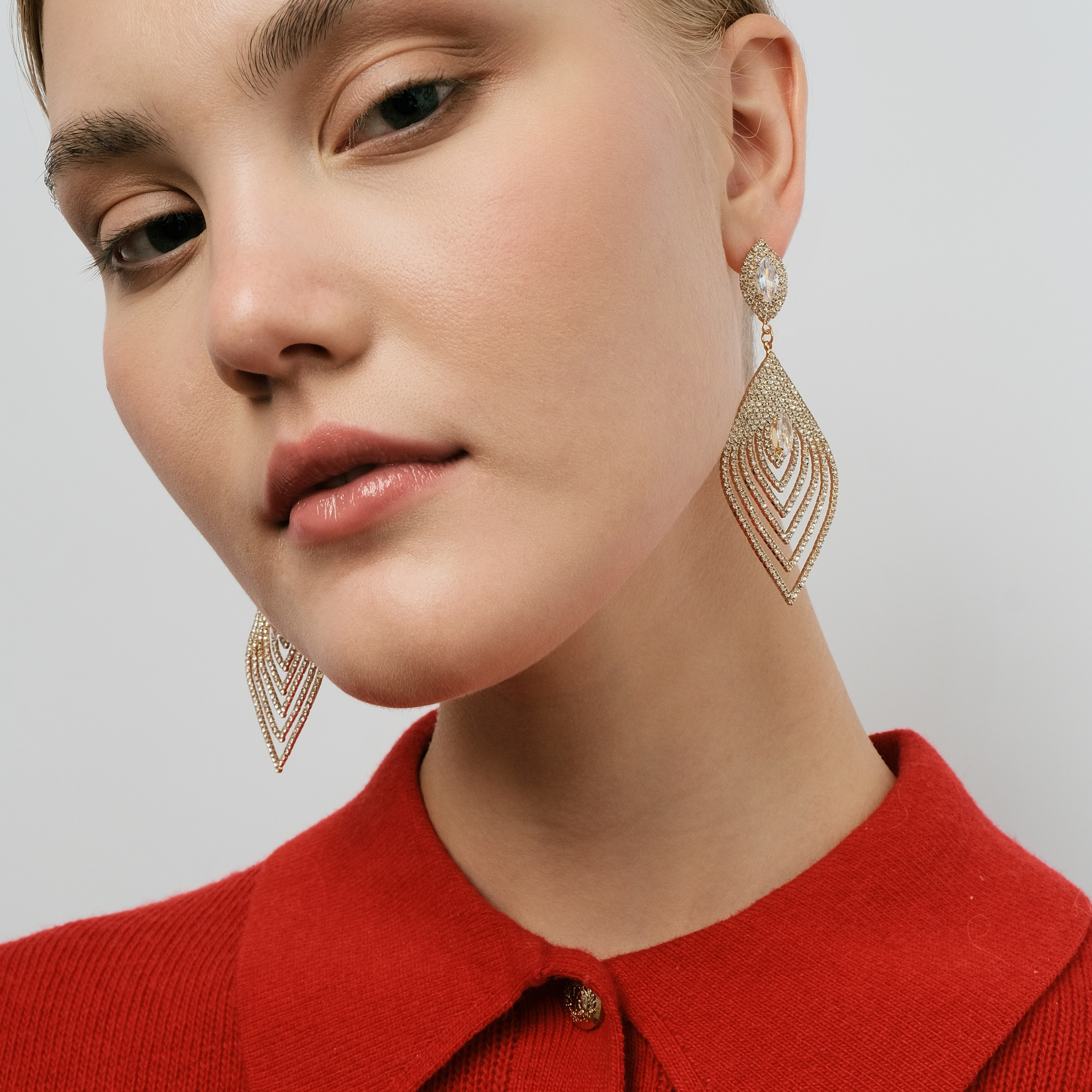 feather earrings with crystals