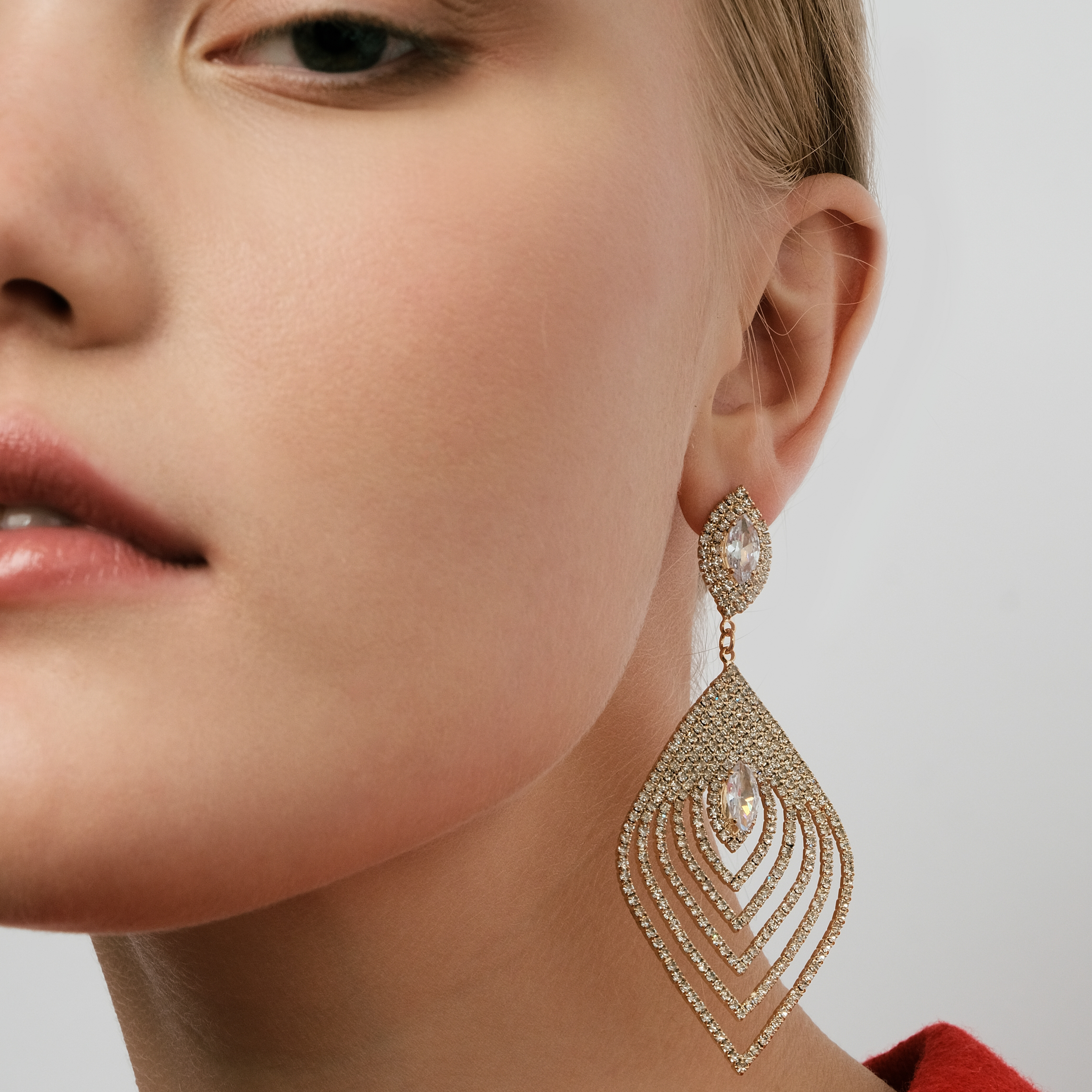 feather earrings with crystals