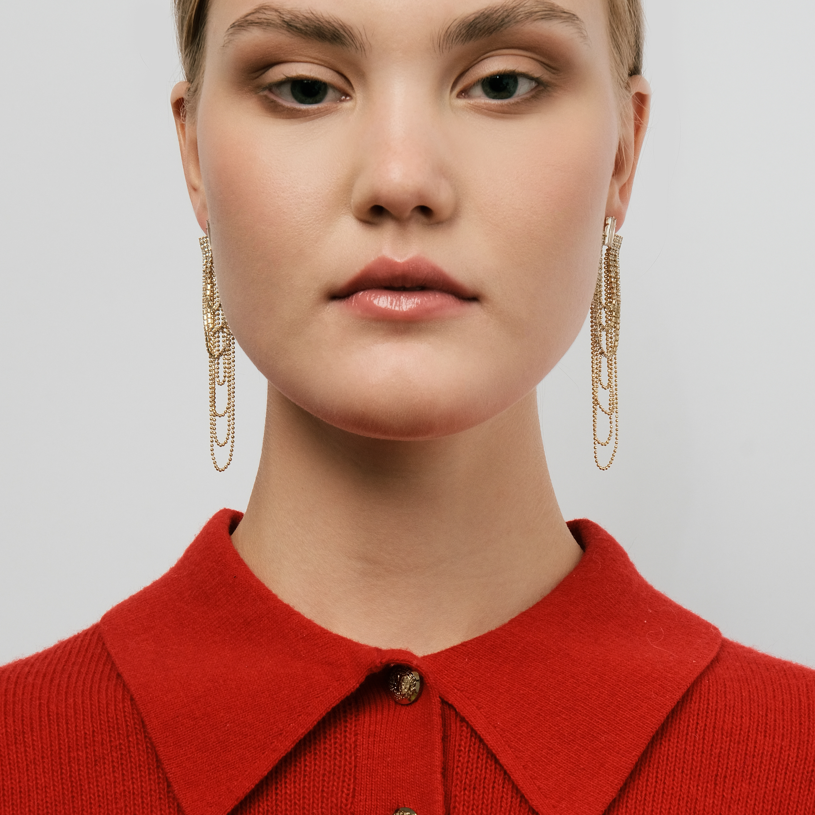 chain earrings with crystals