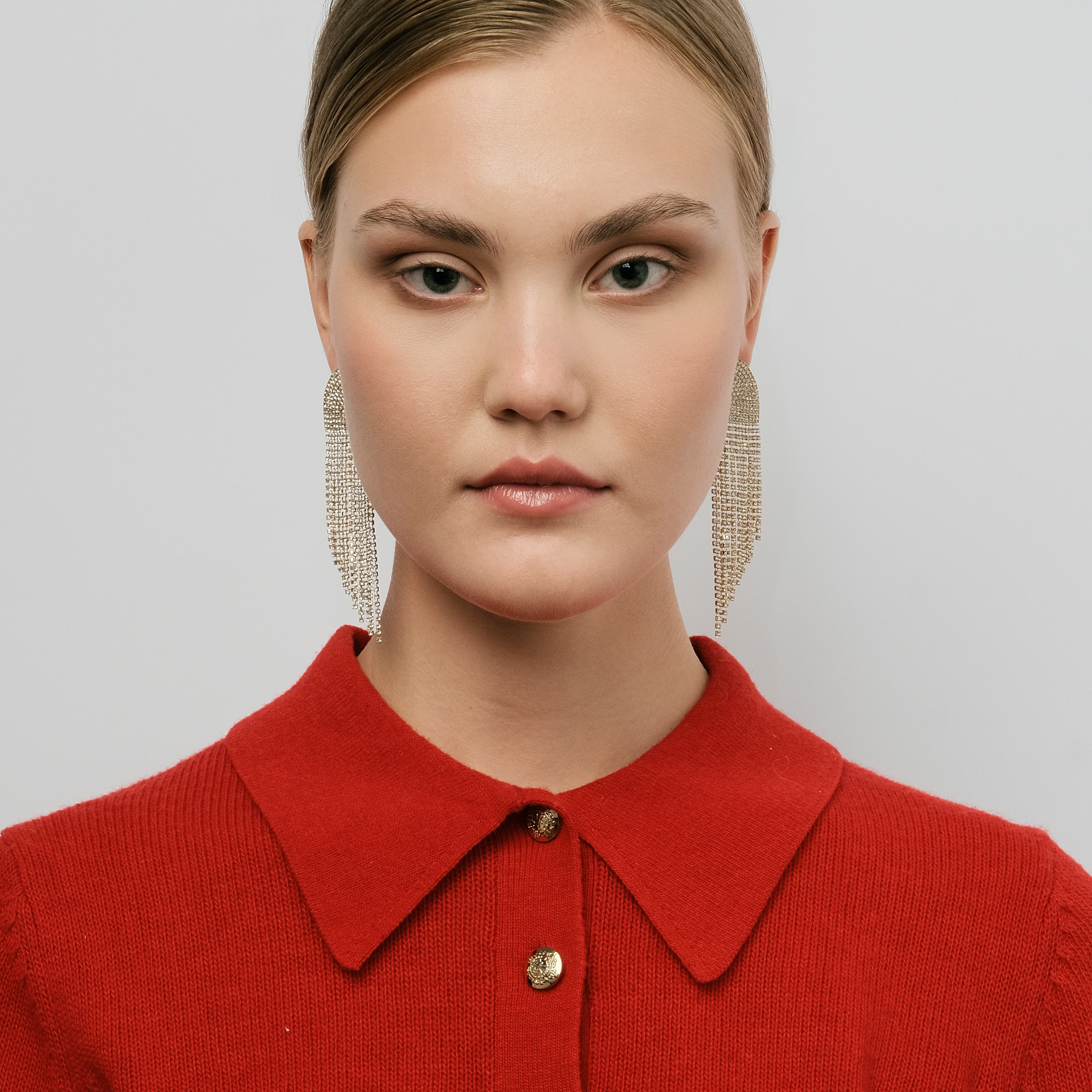 semicircle earrings with crystals