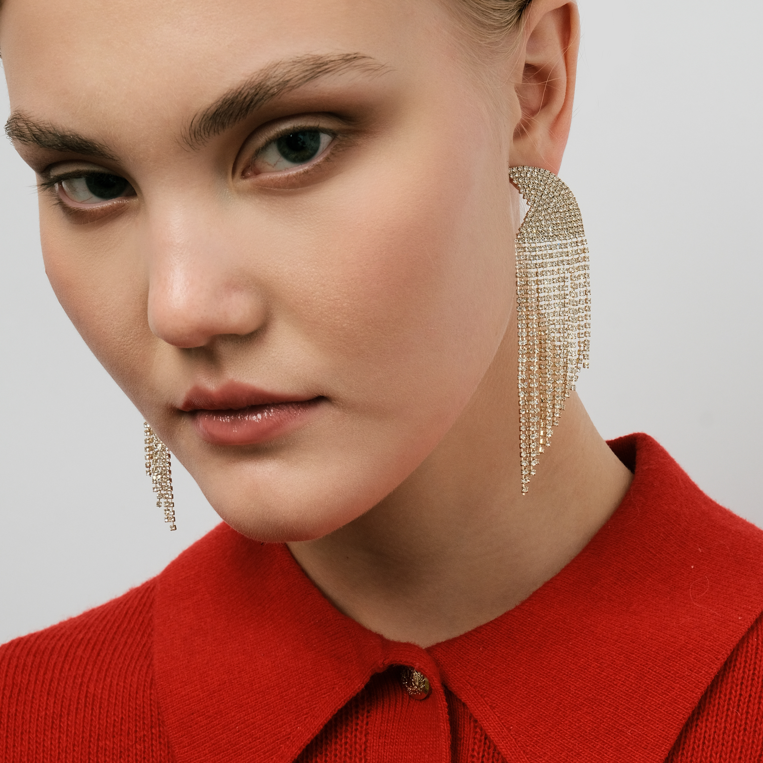 semicircle earrings with crystals
