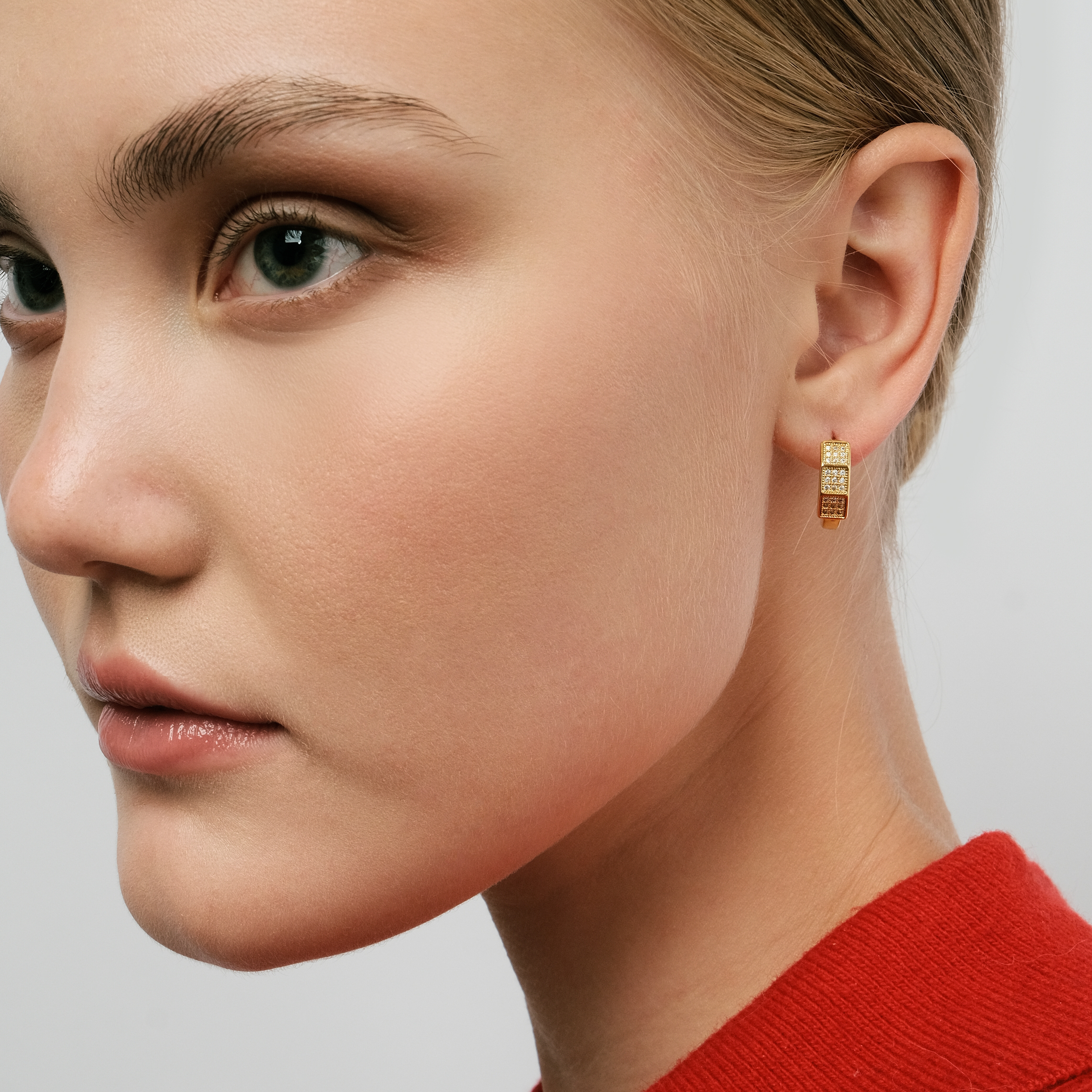 faceted ring earrings with crystals