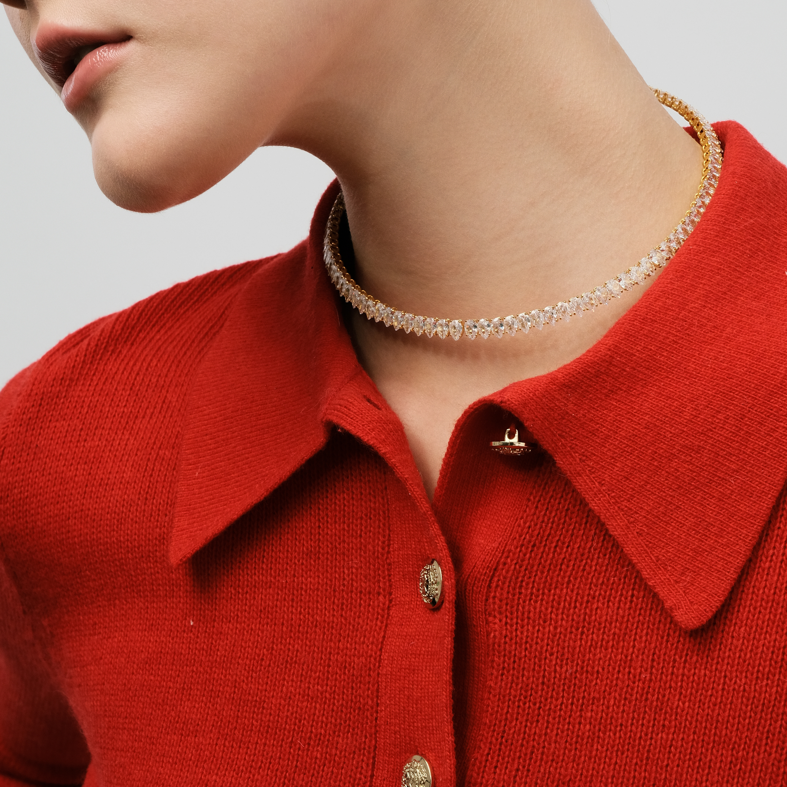 Silver choker with white crystals