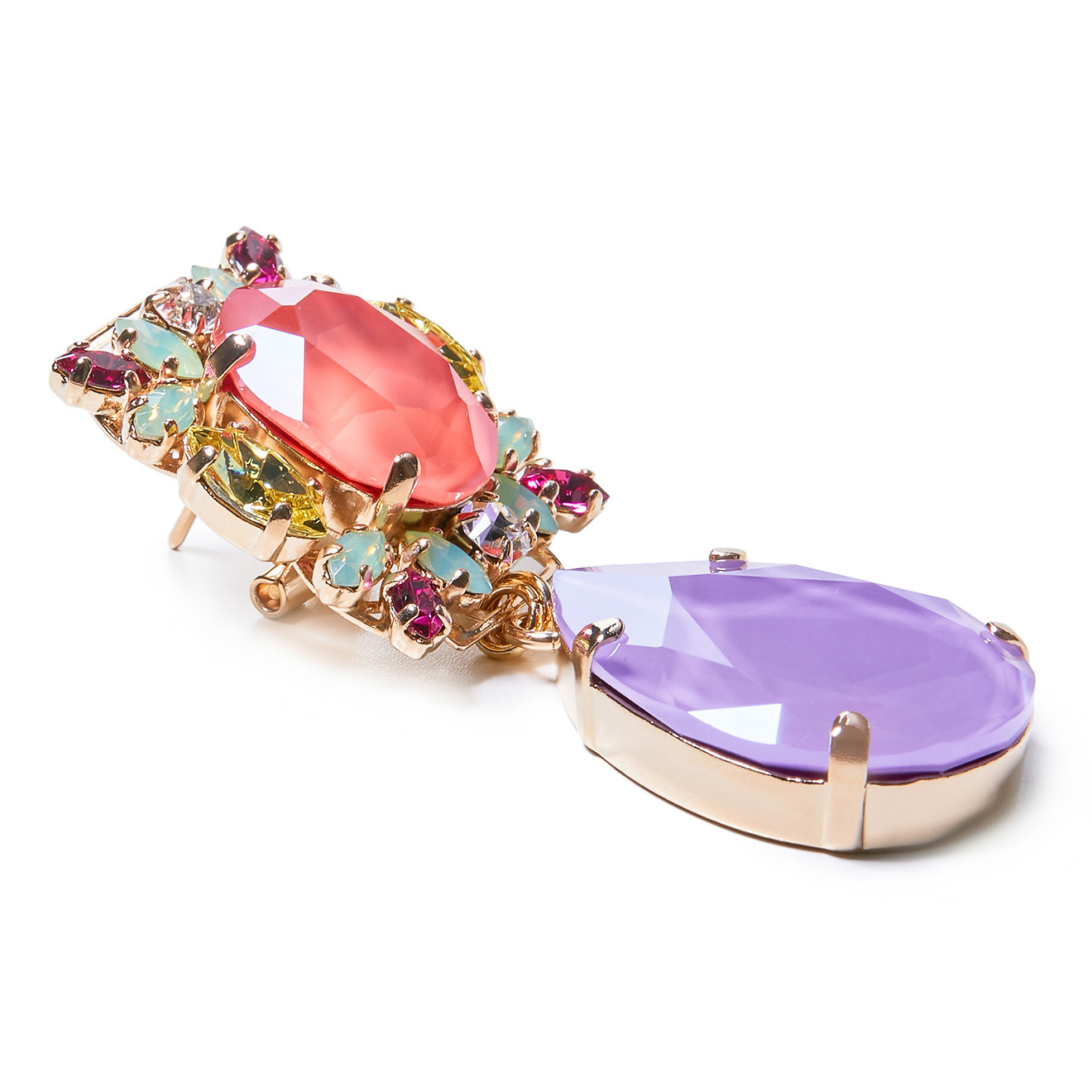 Позолоченные серьги с цветными кристаллами Swarovski