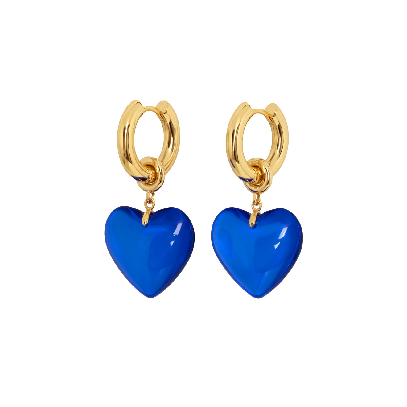 Kotlo Studio Золотистые серьги Sweetheart с синими сердцами aqua золотистые серьги с белыми подвесками сердцами