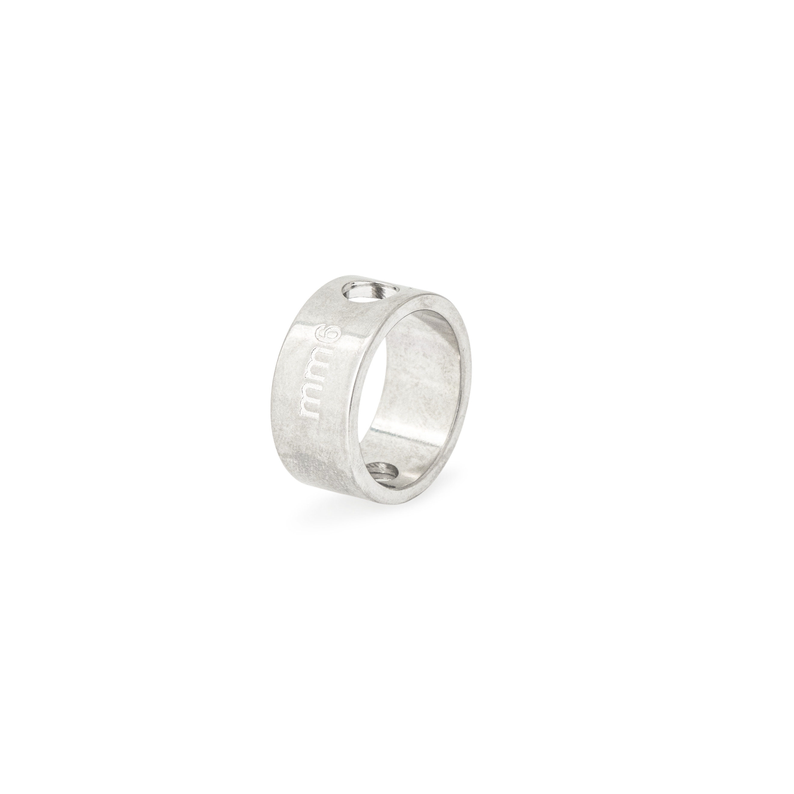 Серебристое кольцо mm6 с отверстием