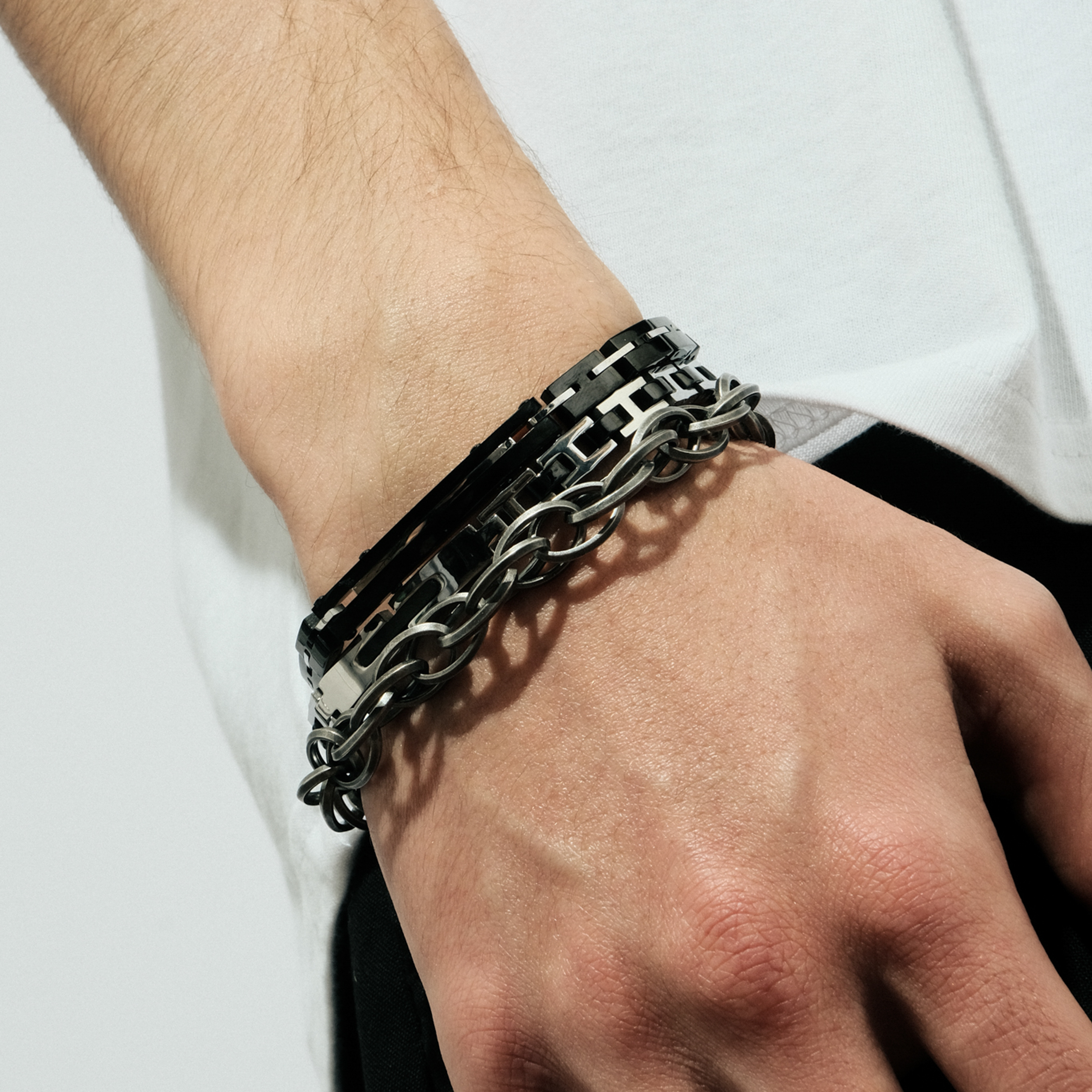 Double Silver Chain Bracelet