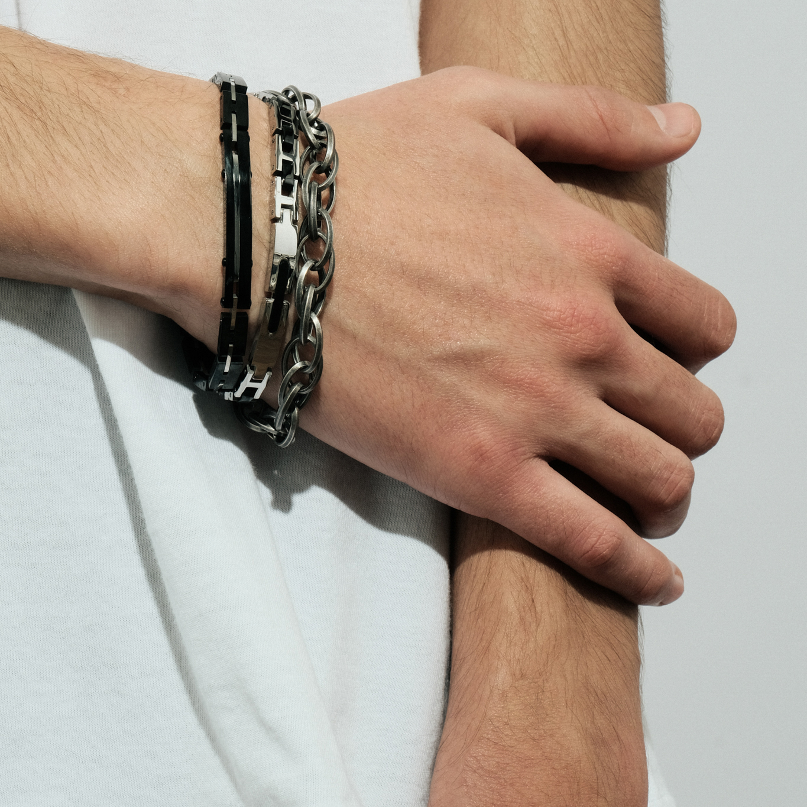 Double Silver Chain Bracelet