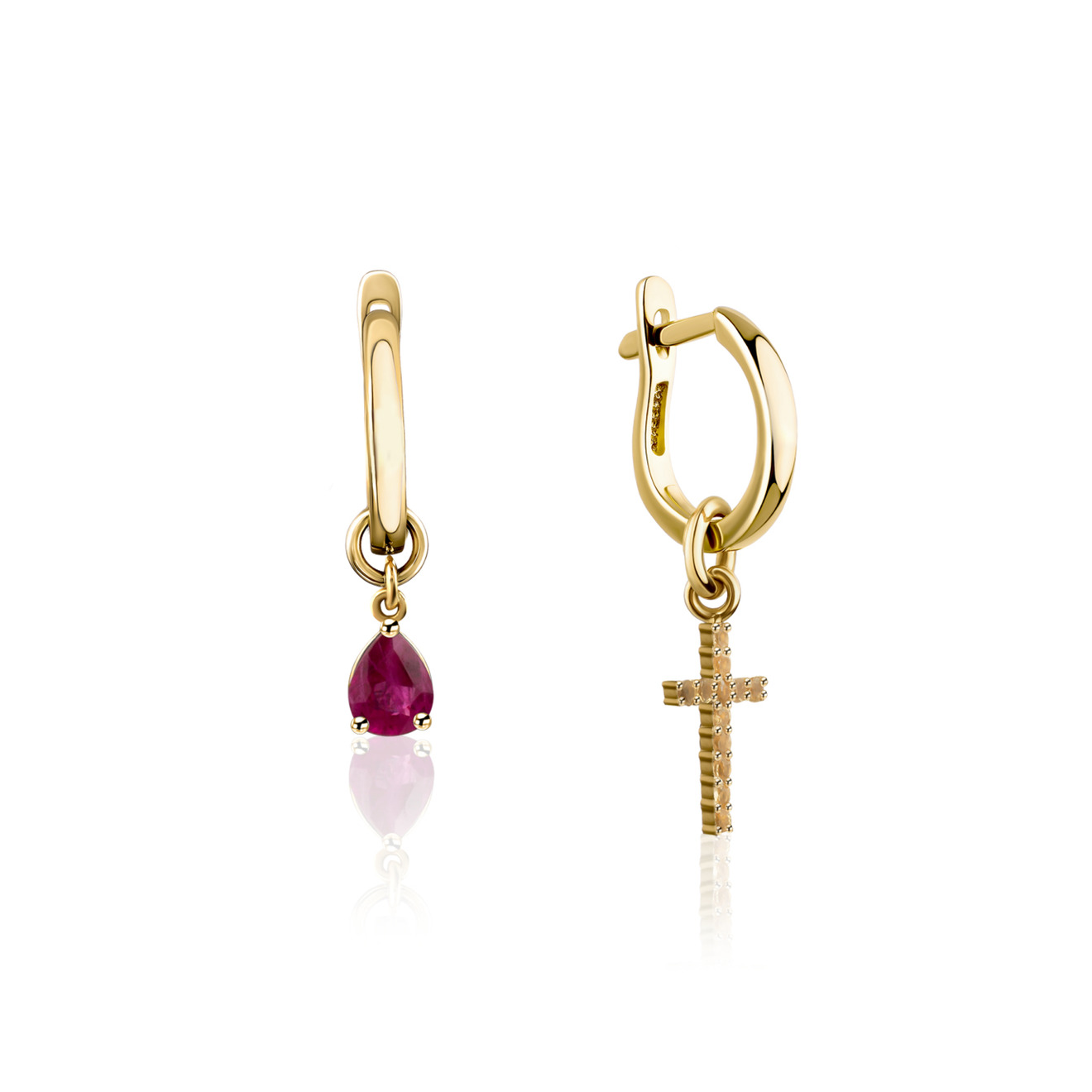 Серьги RS1912 X DANIILBERG Серьги из желтого золота с рубином и бриллиантами NIGHTSHADE