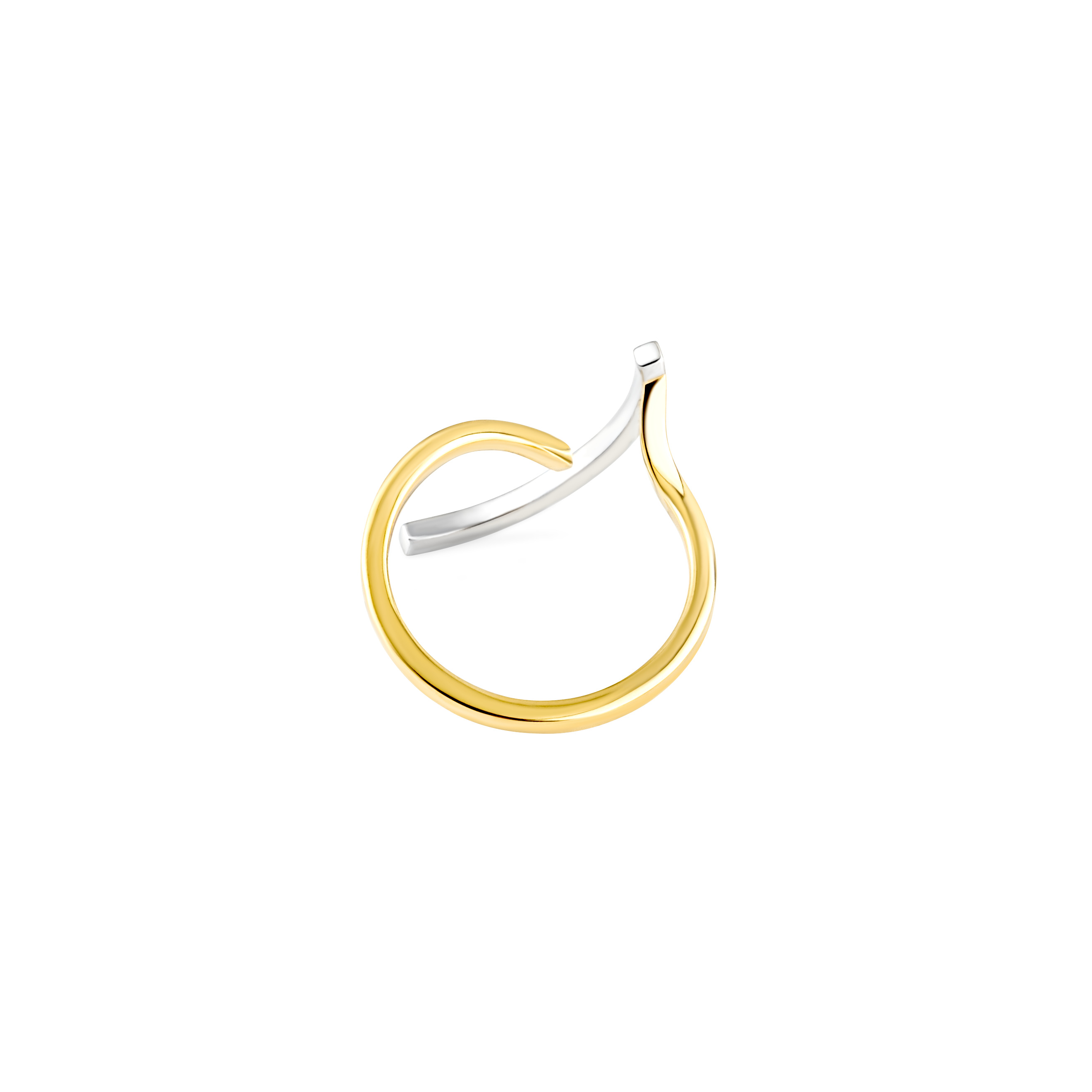 Кольцо Curve Ring 04 из белого и желтого золота