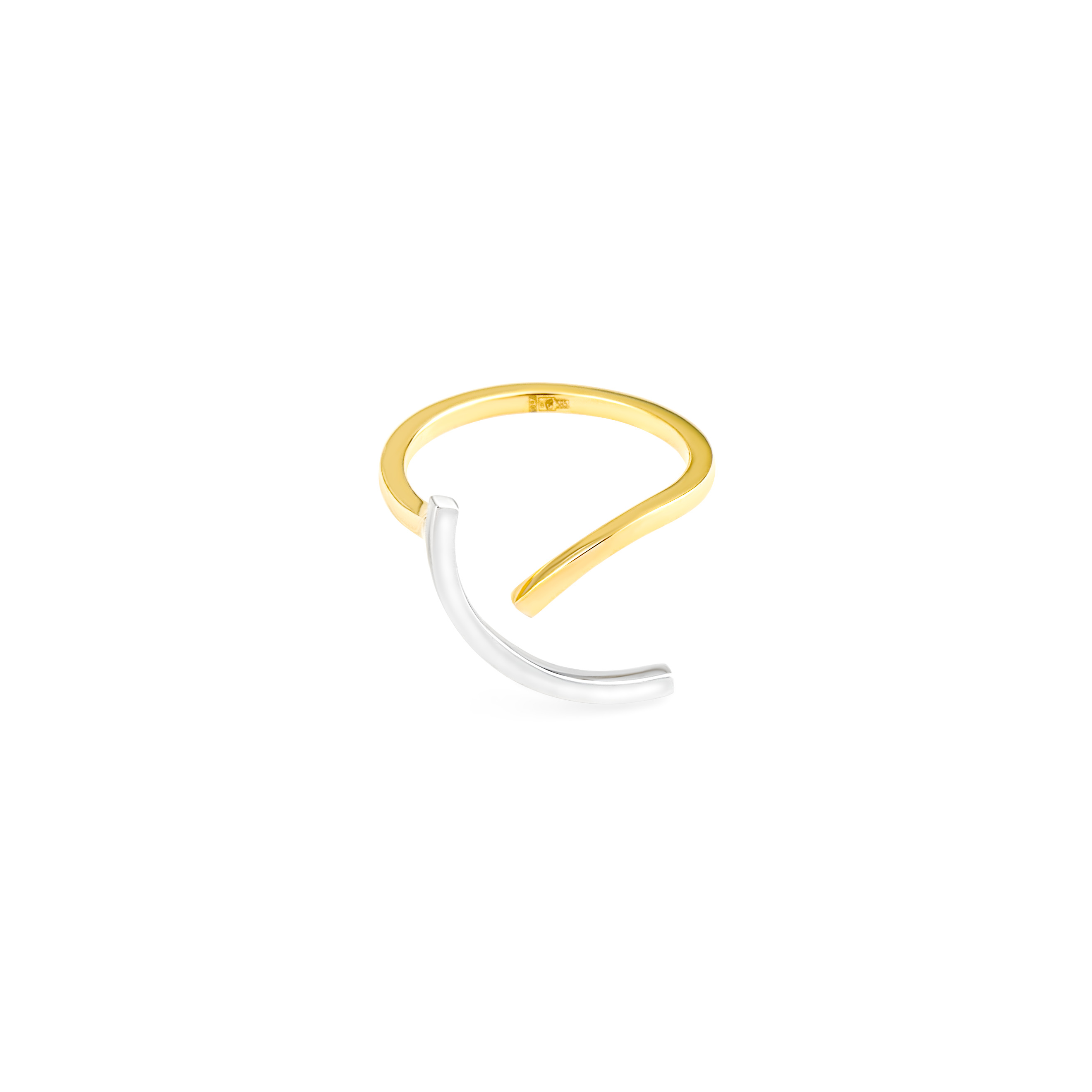 Кольцо Curve Ring 04 из белого и желтого золота