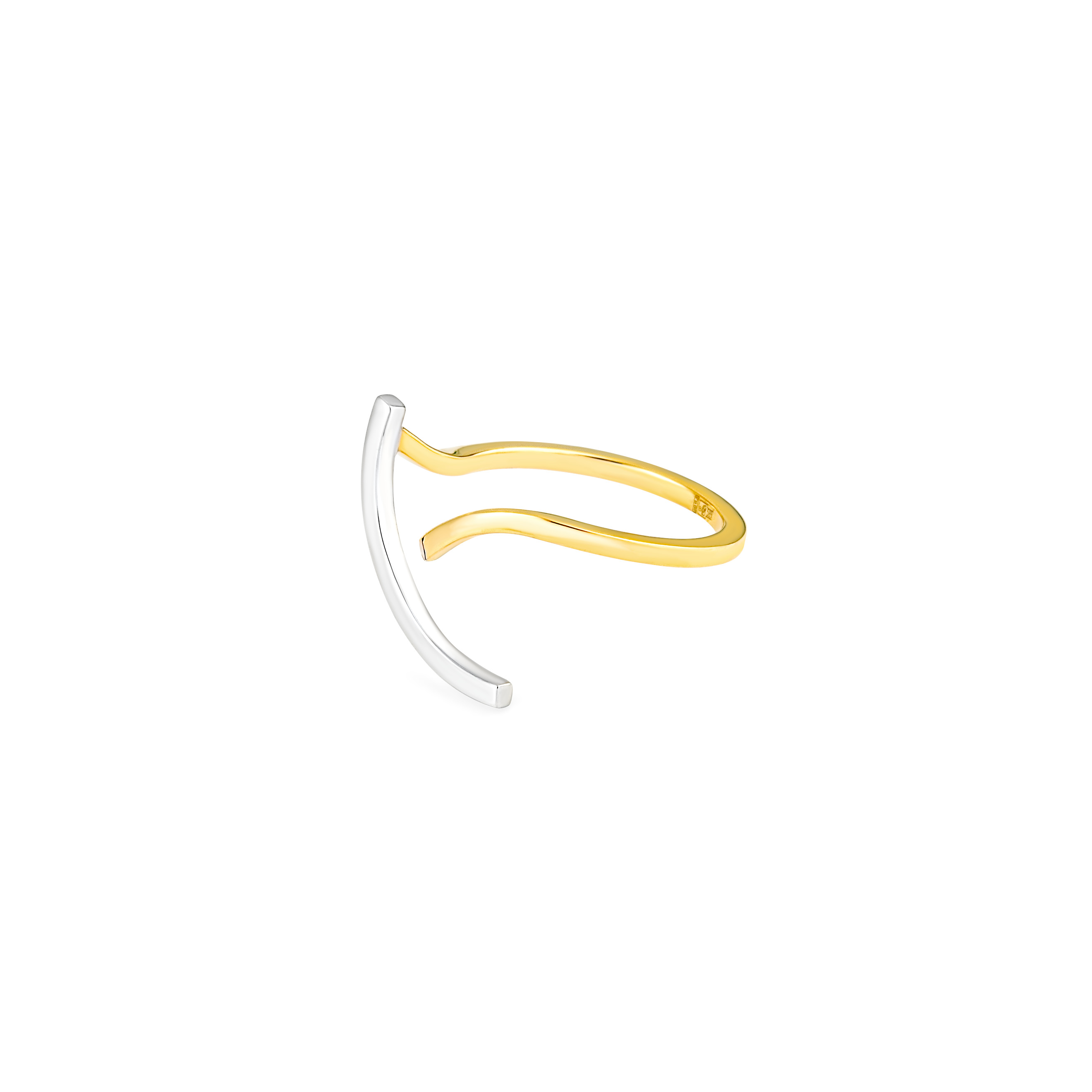Кольцо Curve Ring 04 из белого и желтого золота