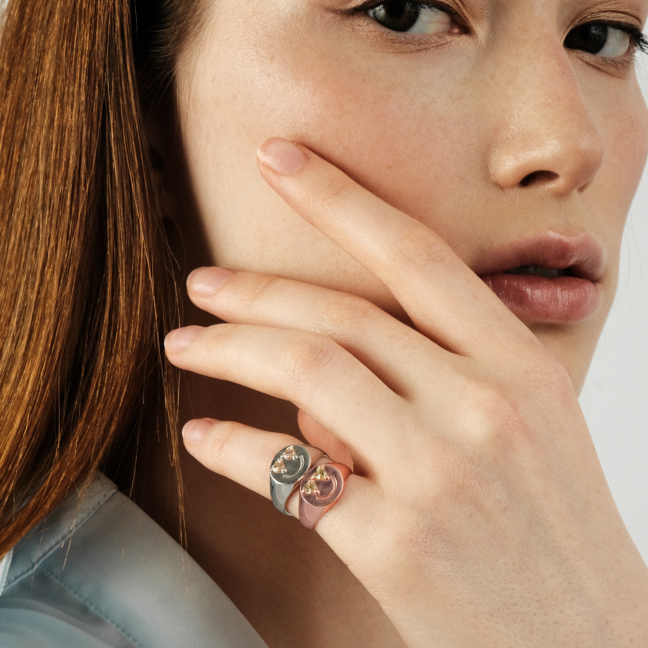 Кольцо JOY из серебра с розовым золотом
