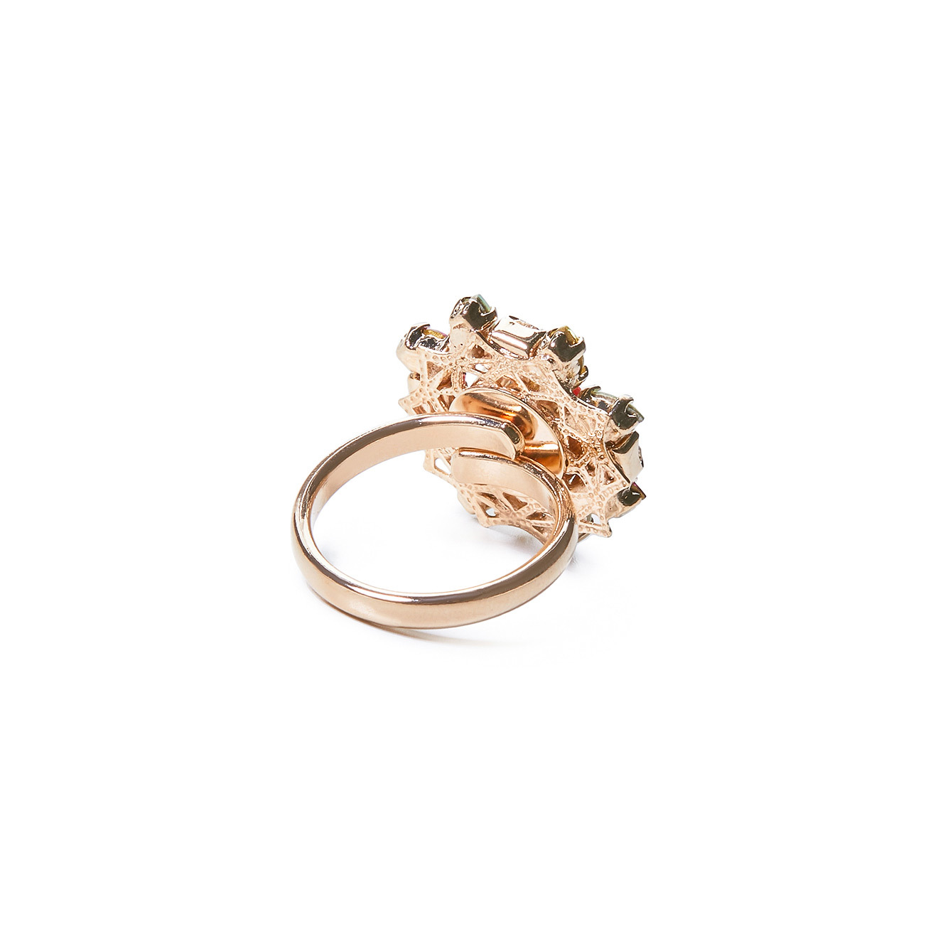 Позолоченное кольцо с цветными кристаллами Swarovski