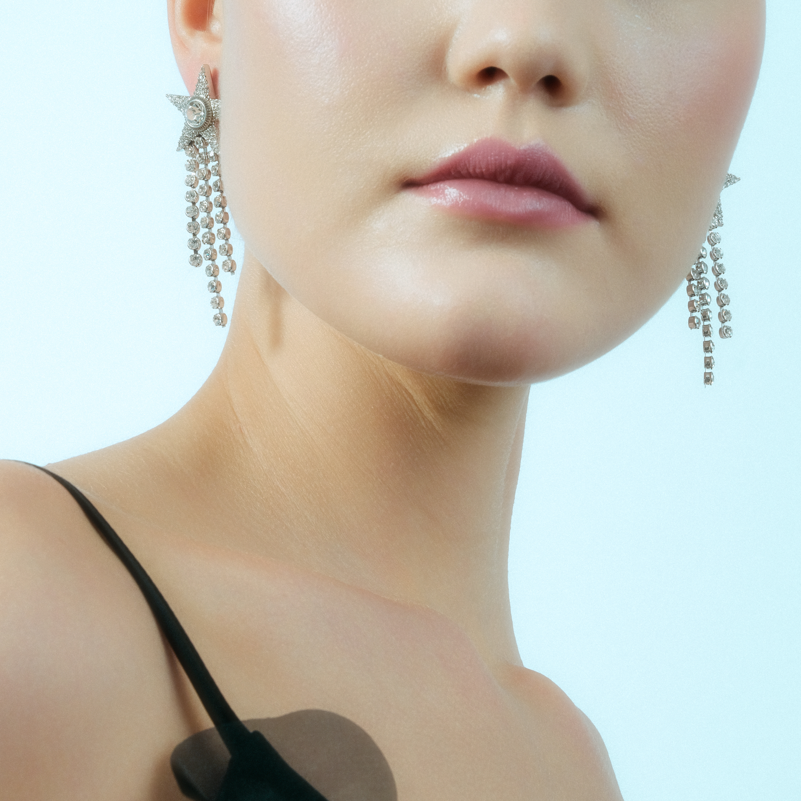 star earrings with crystals