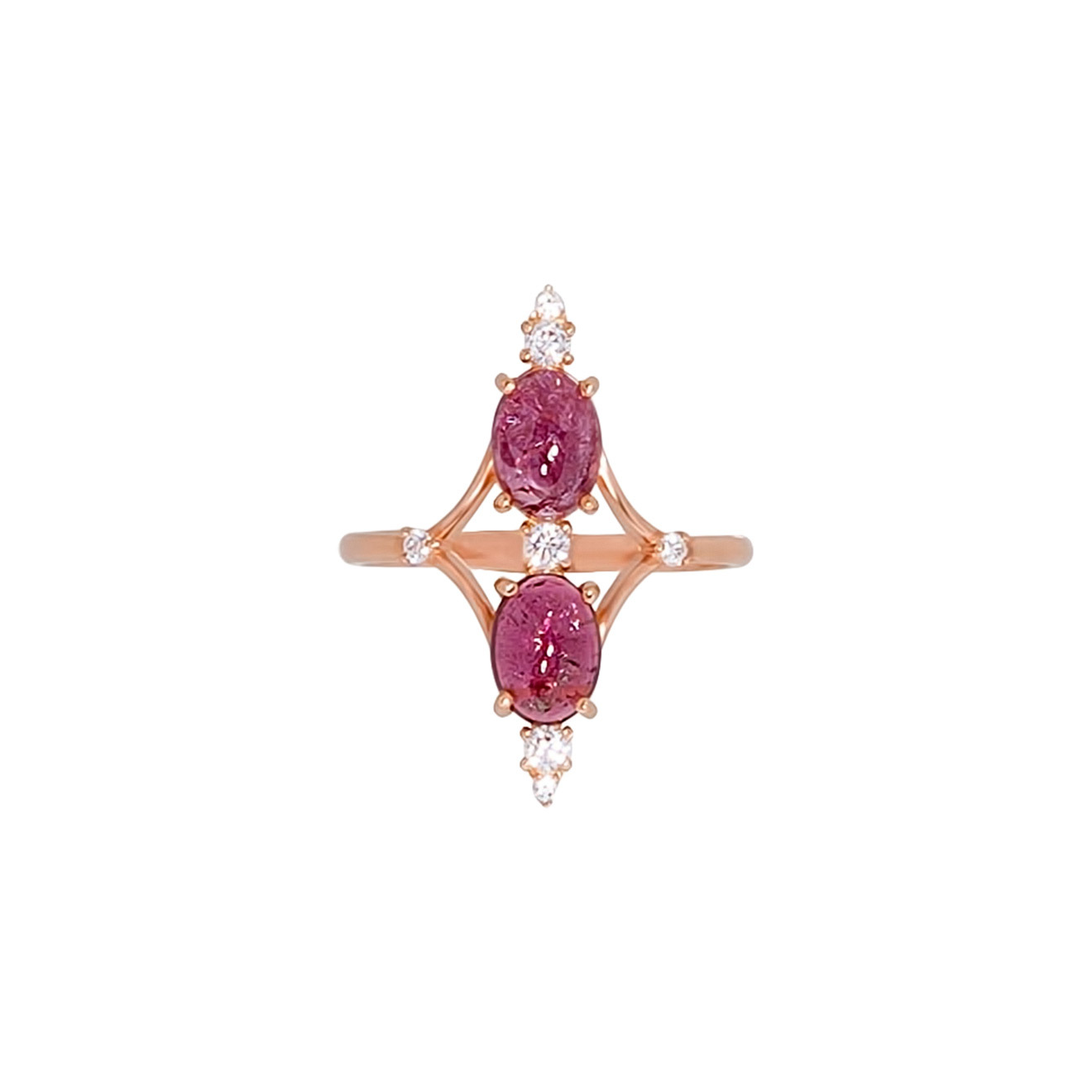 Vertical ring with pink tourmaline