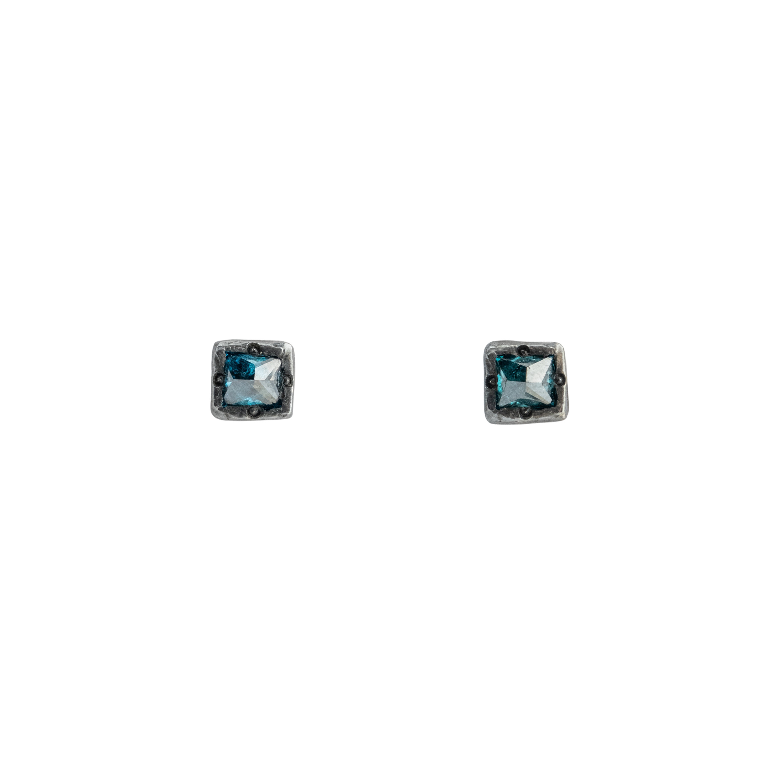 Black Trust Earrings with Blue Diamonds