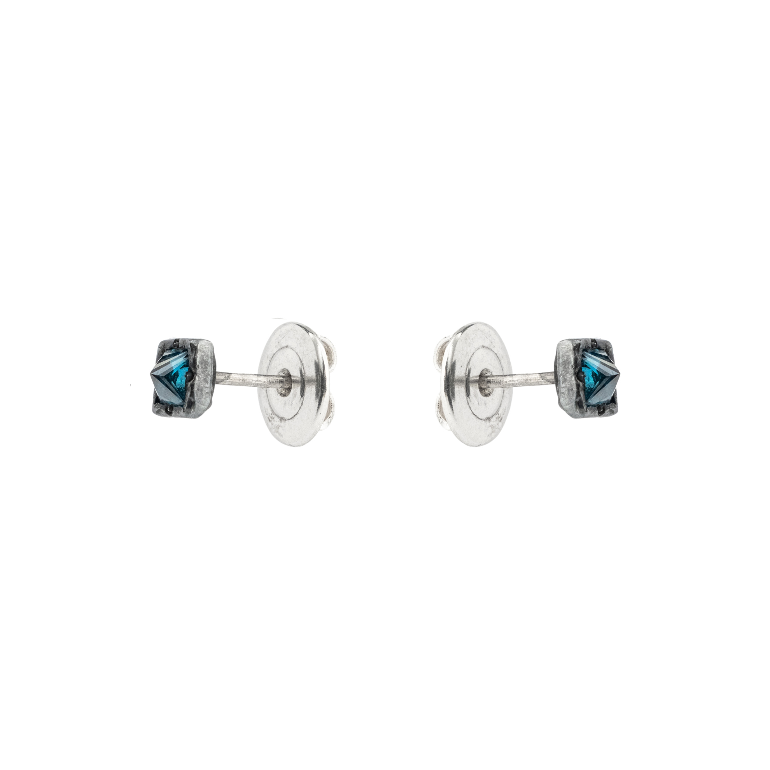 Black Trust Earrings with Blue Diamonds
