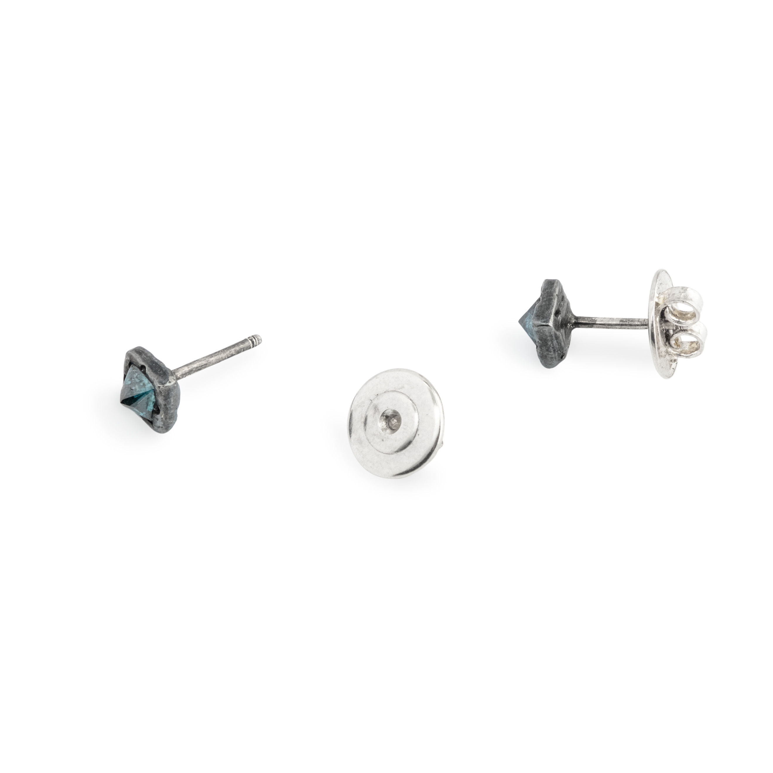 Black Trust Earrings with Blue Diamonds
