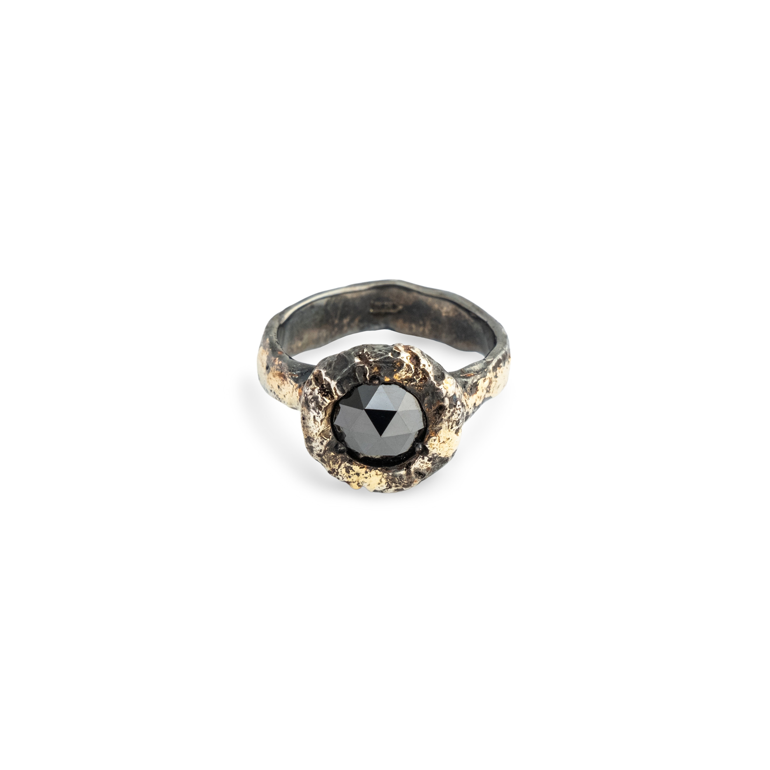 Кольца с крупной вставкой Kintsugi Jewelry Позолоченное кольцо из серебра Wabi Sabi с бриллиантом