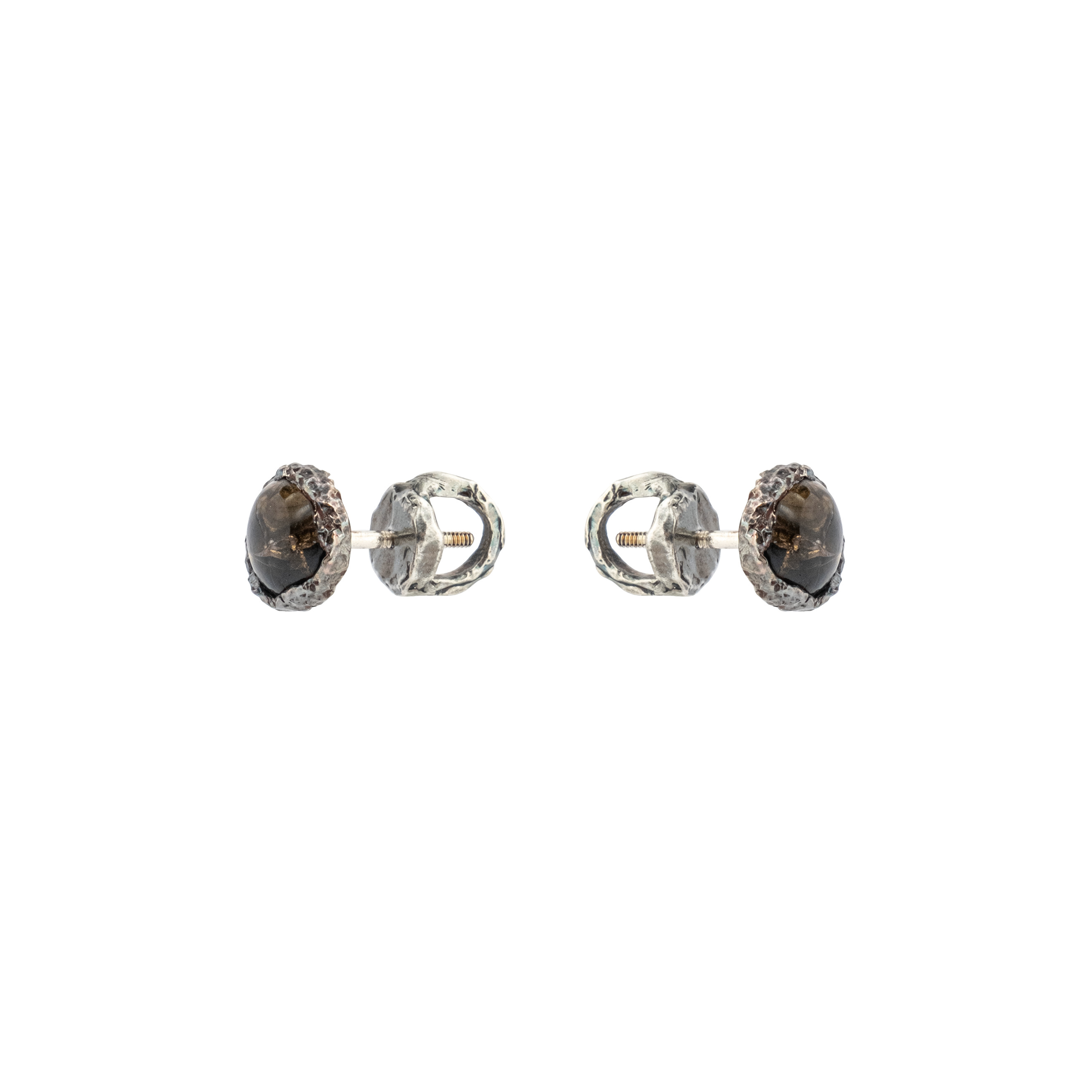 Black Silence Silver Earrings with Obsidian