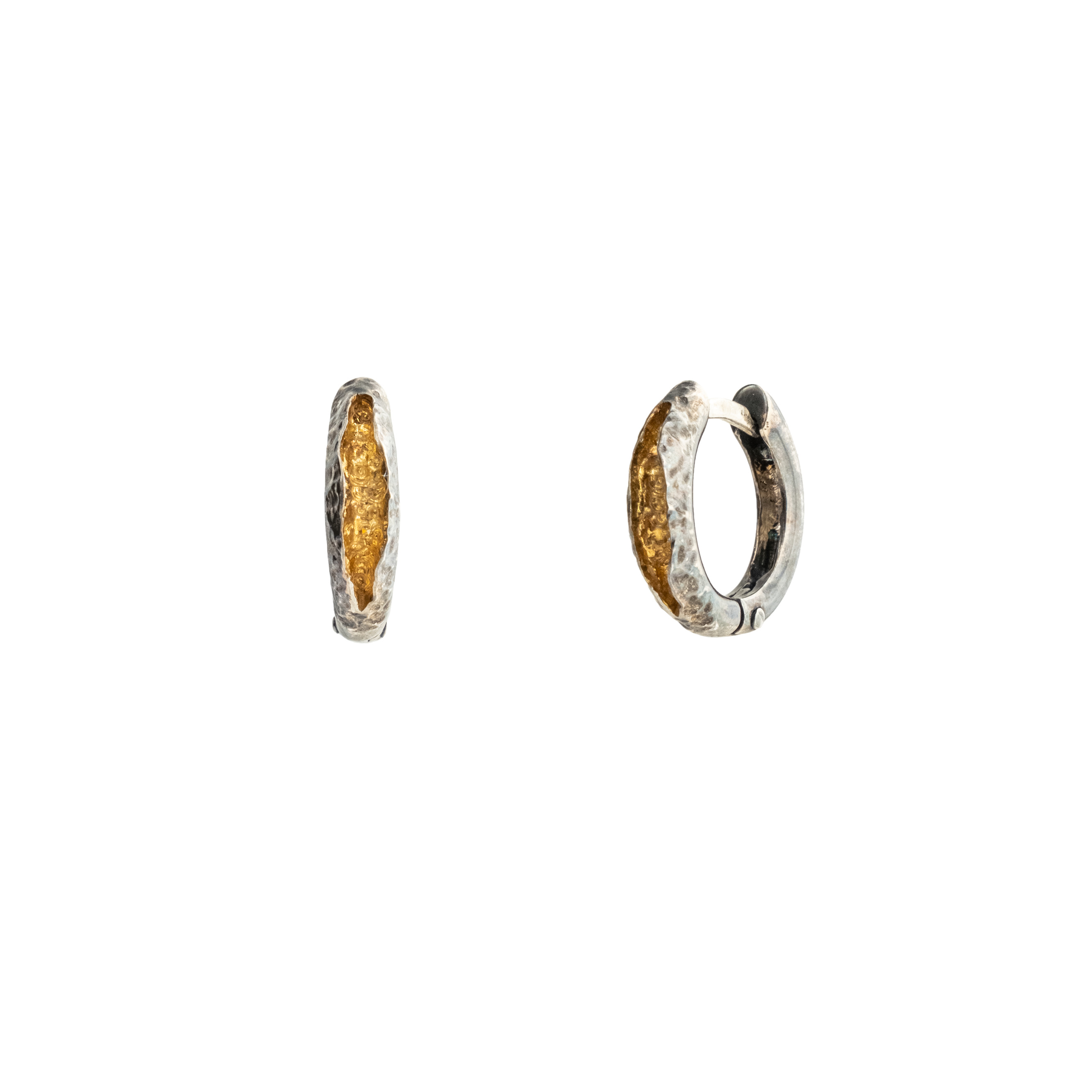 Серьги-кольца Kintsugi Jewelry Черненые серьги Fault с позолотой