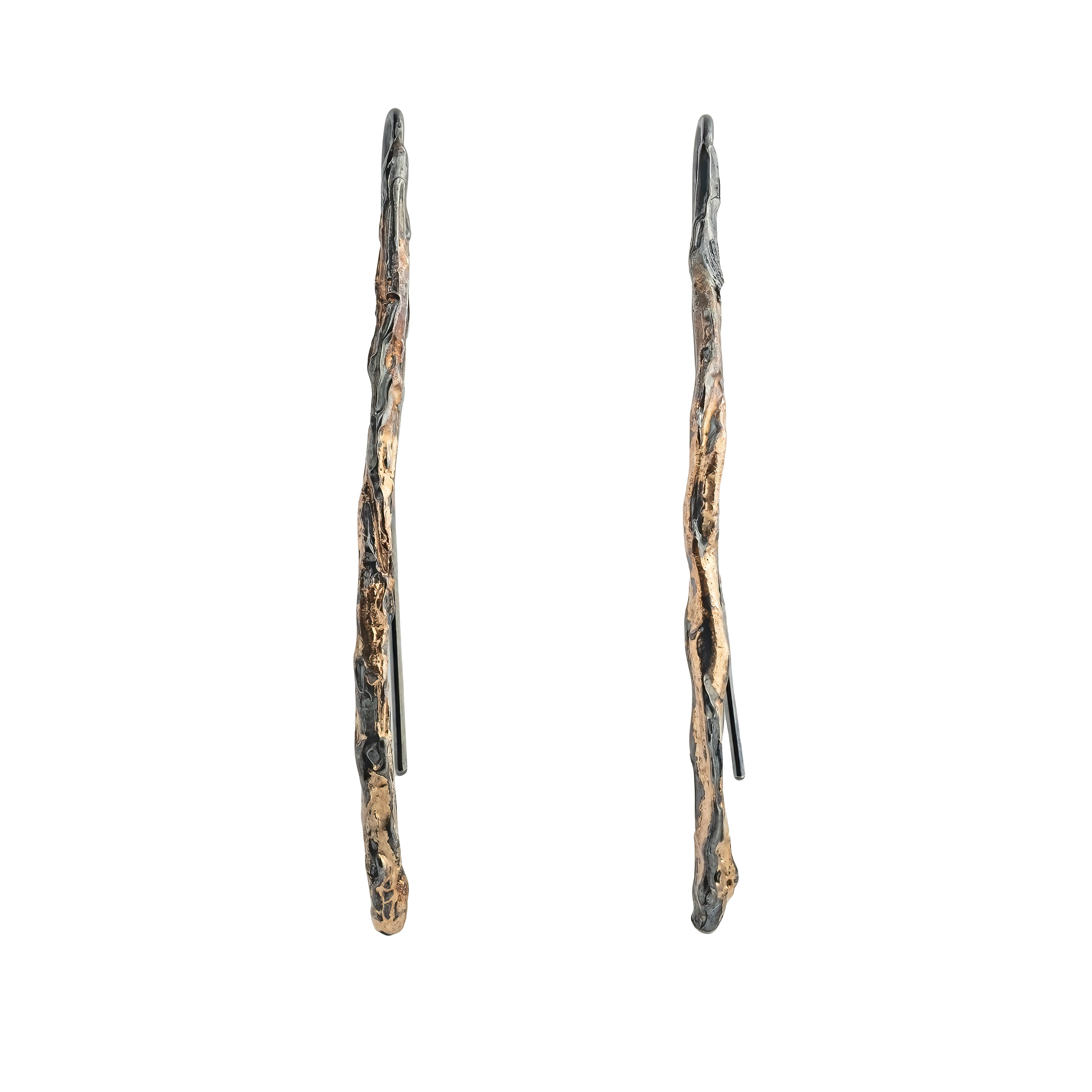 Длинные серьги Kintsugi Jewelry Позолоченные серьги из серебра Wabi Sabi
