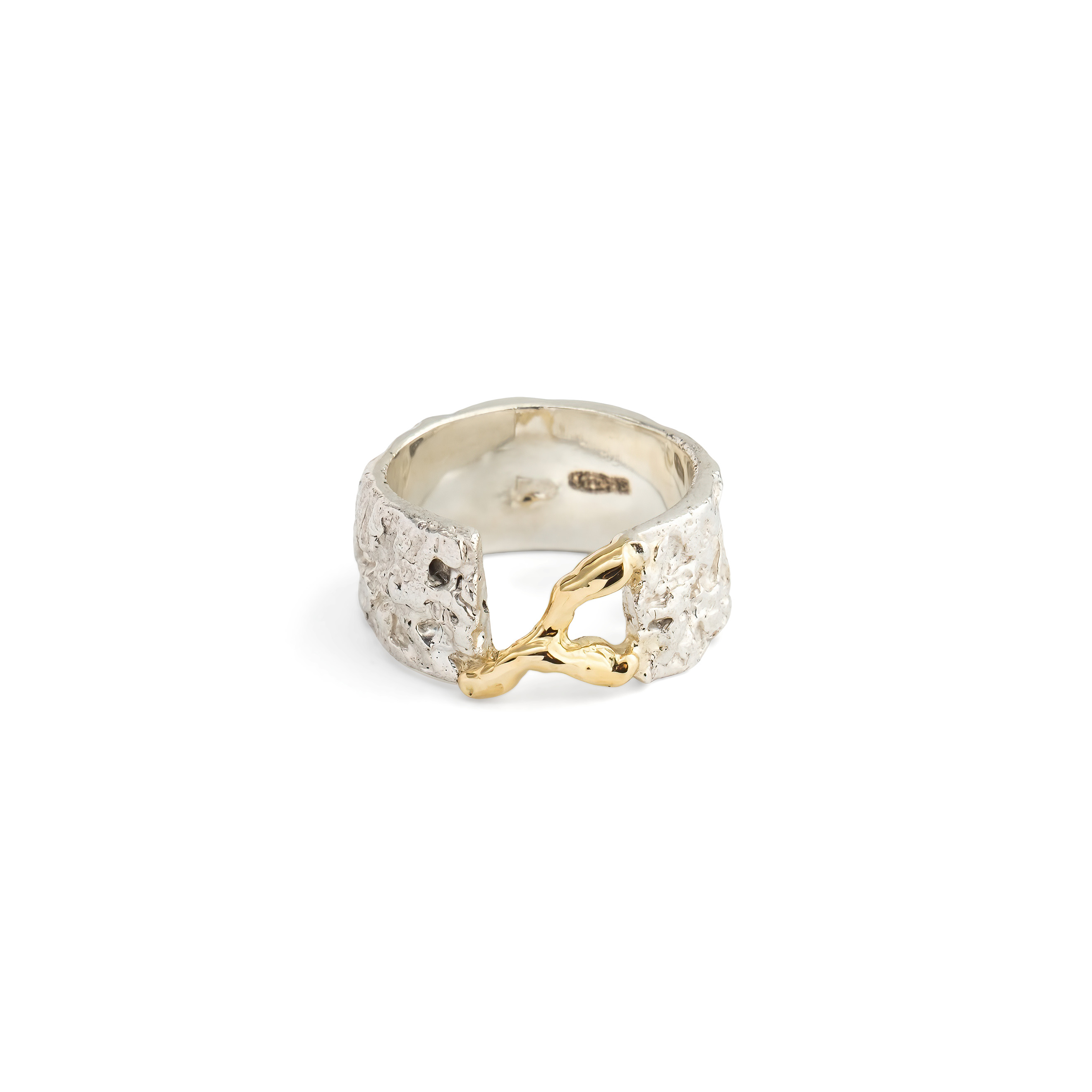 Широкие кольца Kintsugi Jewelry Серебряное кольцо Volcanin power