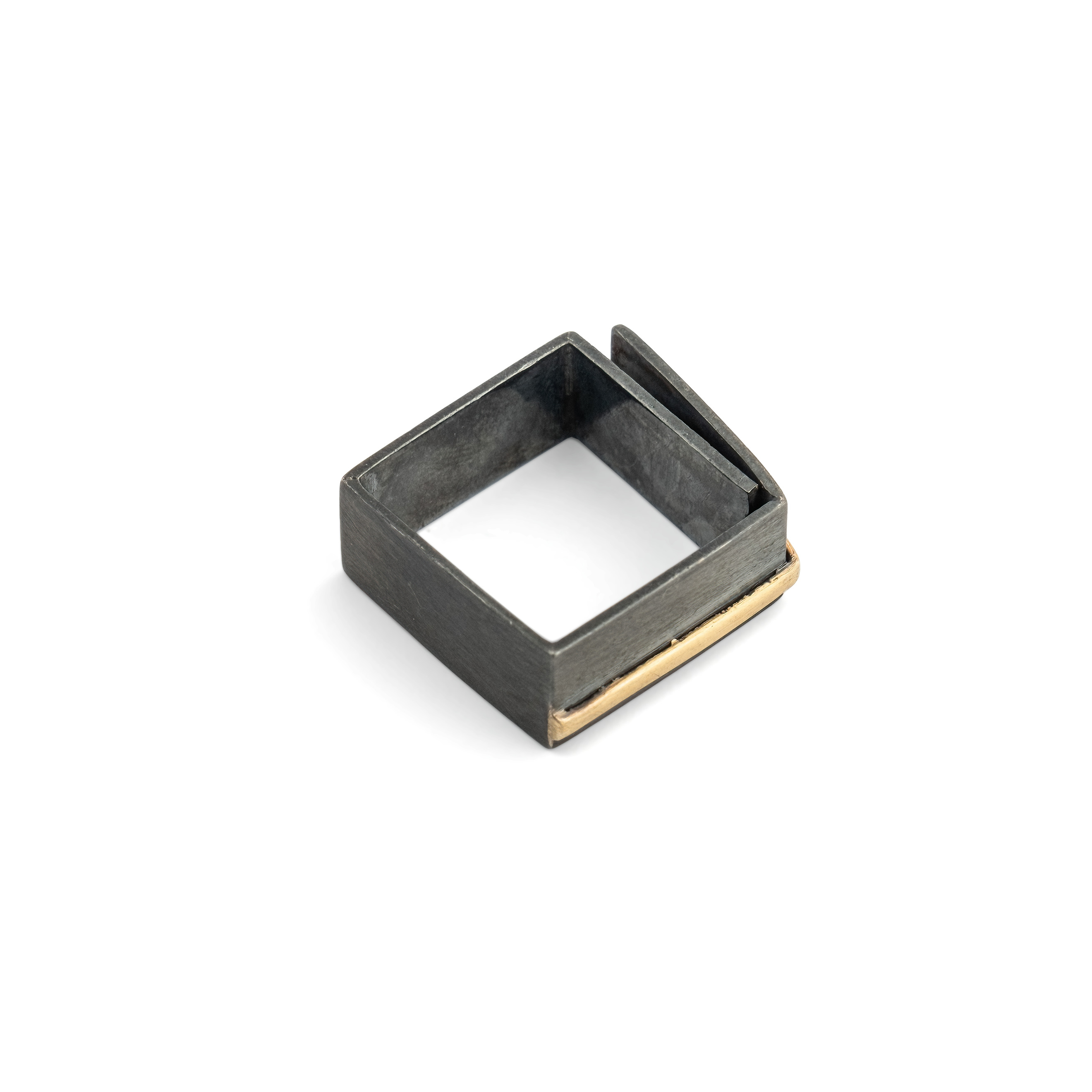 Blackened Silver Ring Kintsugi Lines