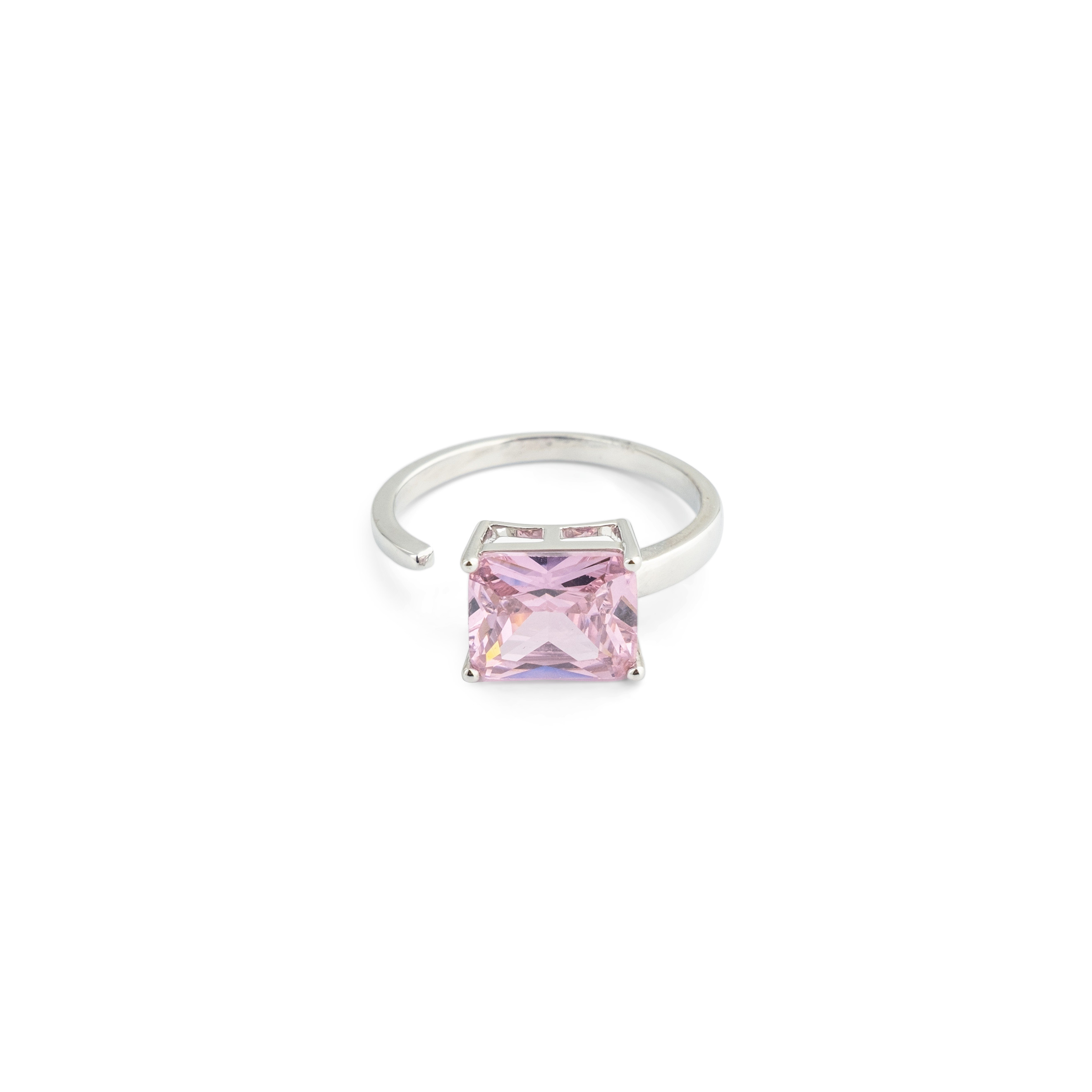 Silver ring with pink stone
