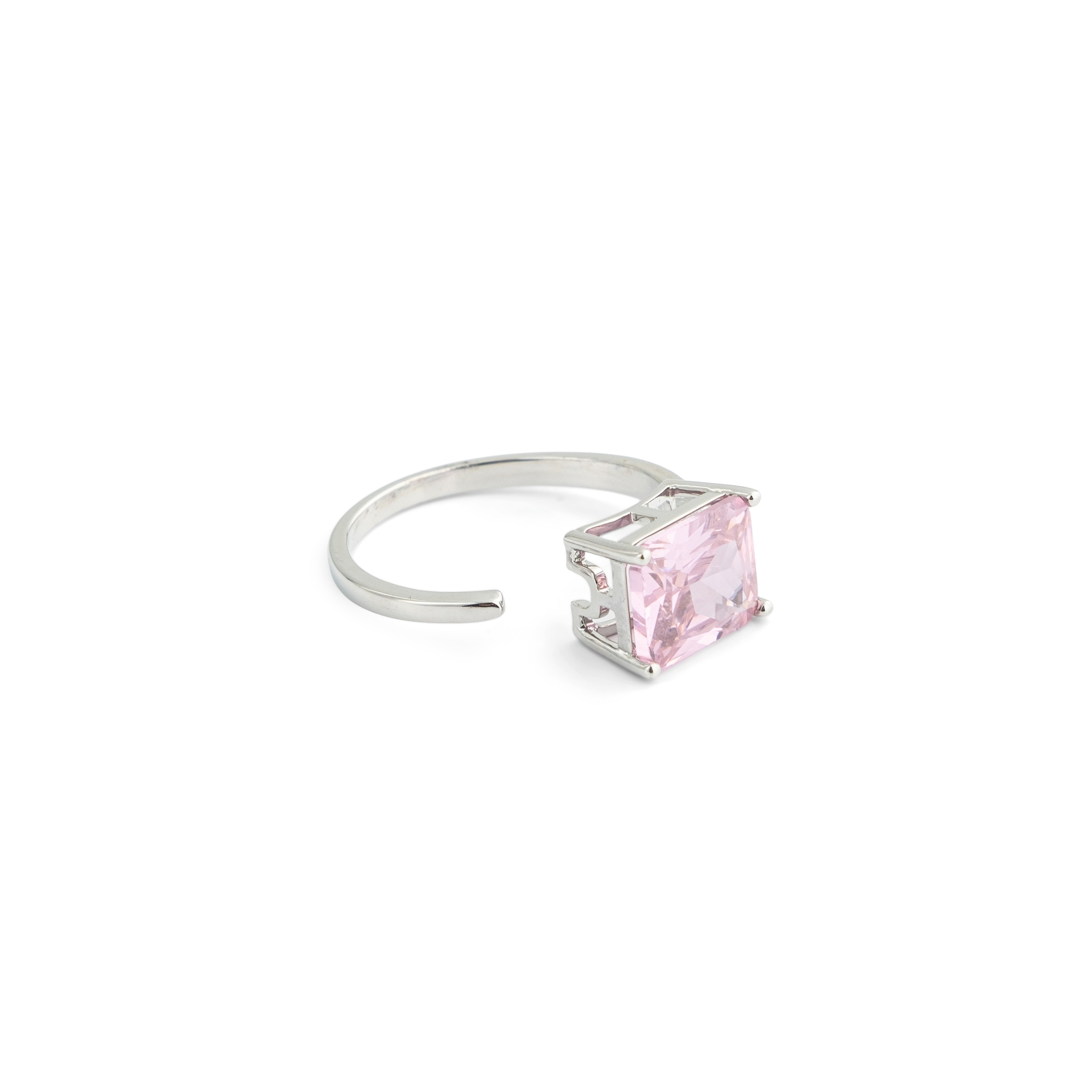 Silver ring with pink stone
