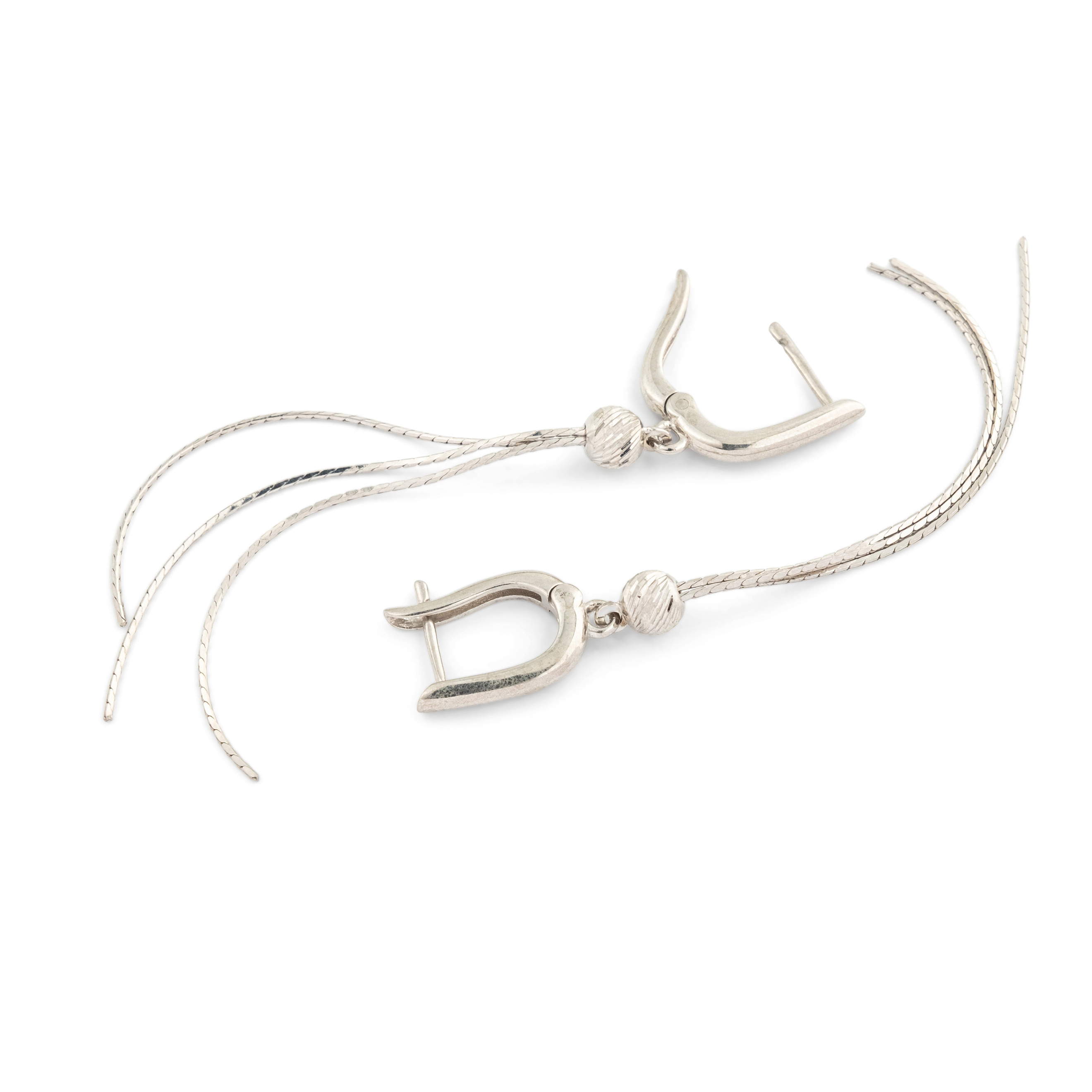 Серьги из серебра с подвеской и белым круглым кристаллом