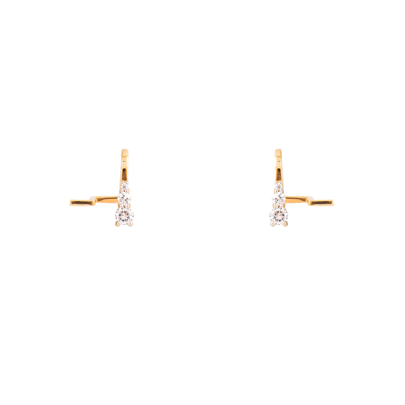 Herald Percy Diamonds Золотые серьги-клаймберы с кристаллами в виде ромба