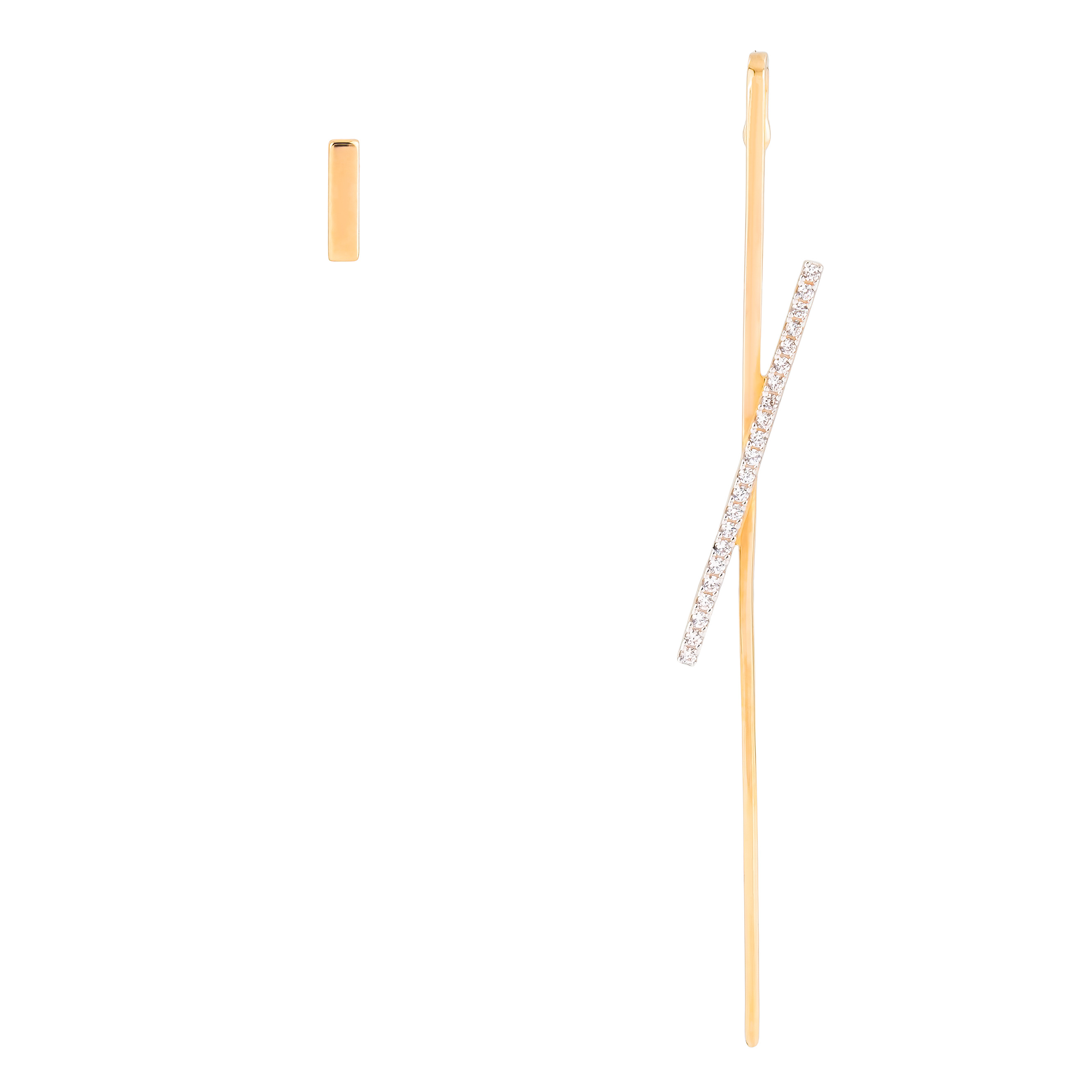 Gold Asymmetric Cross Earrings