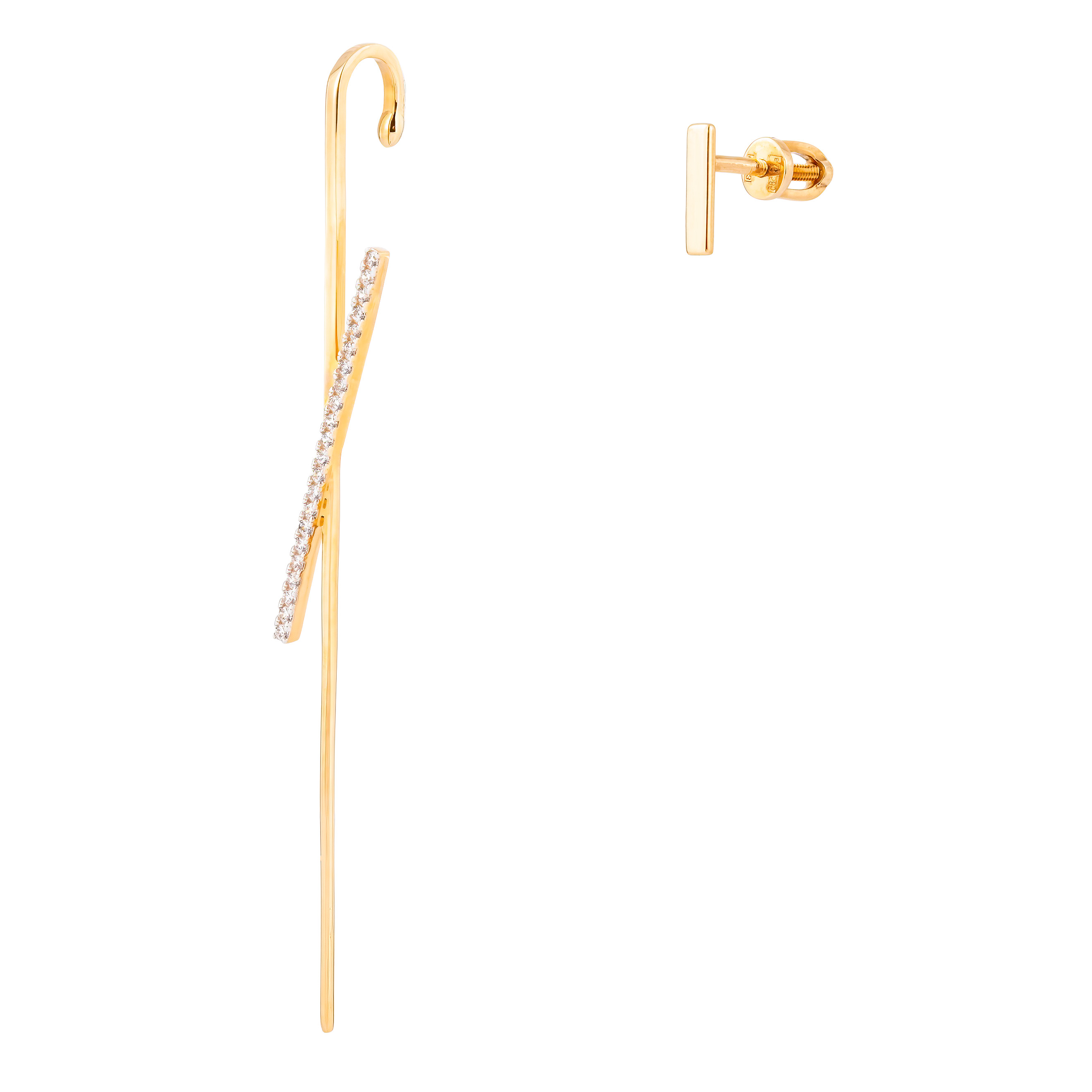 Gold Asymmetric Cross Earrings