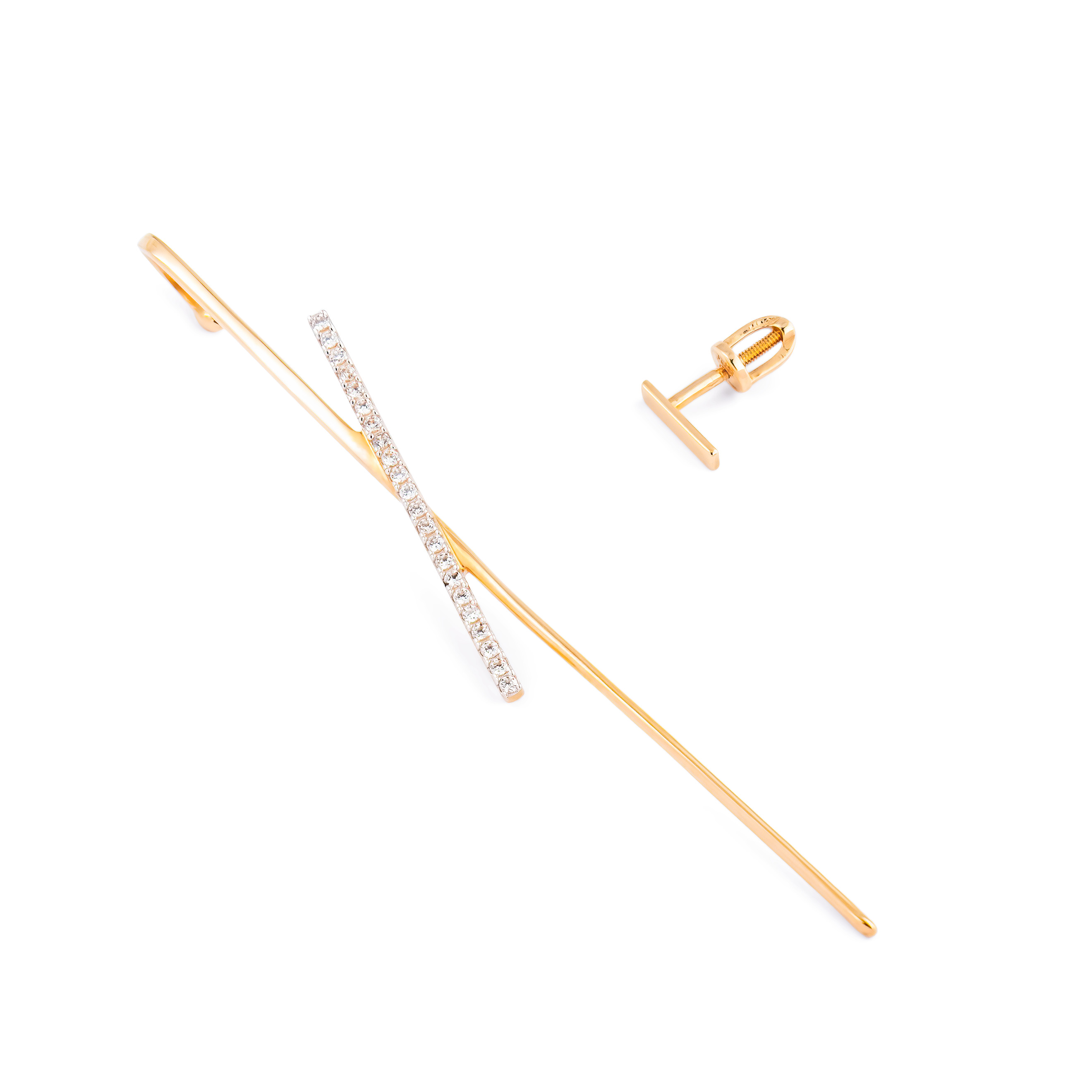 Gold Asymmetric Cross Earrings