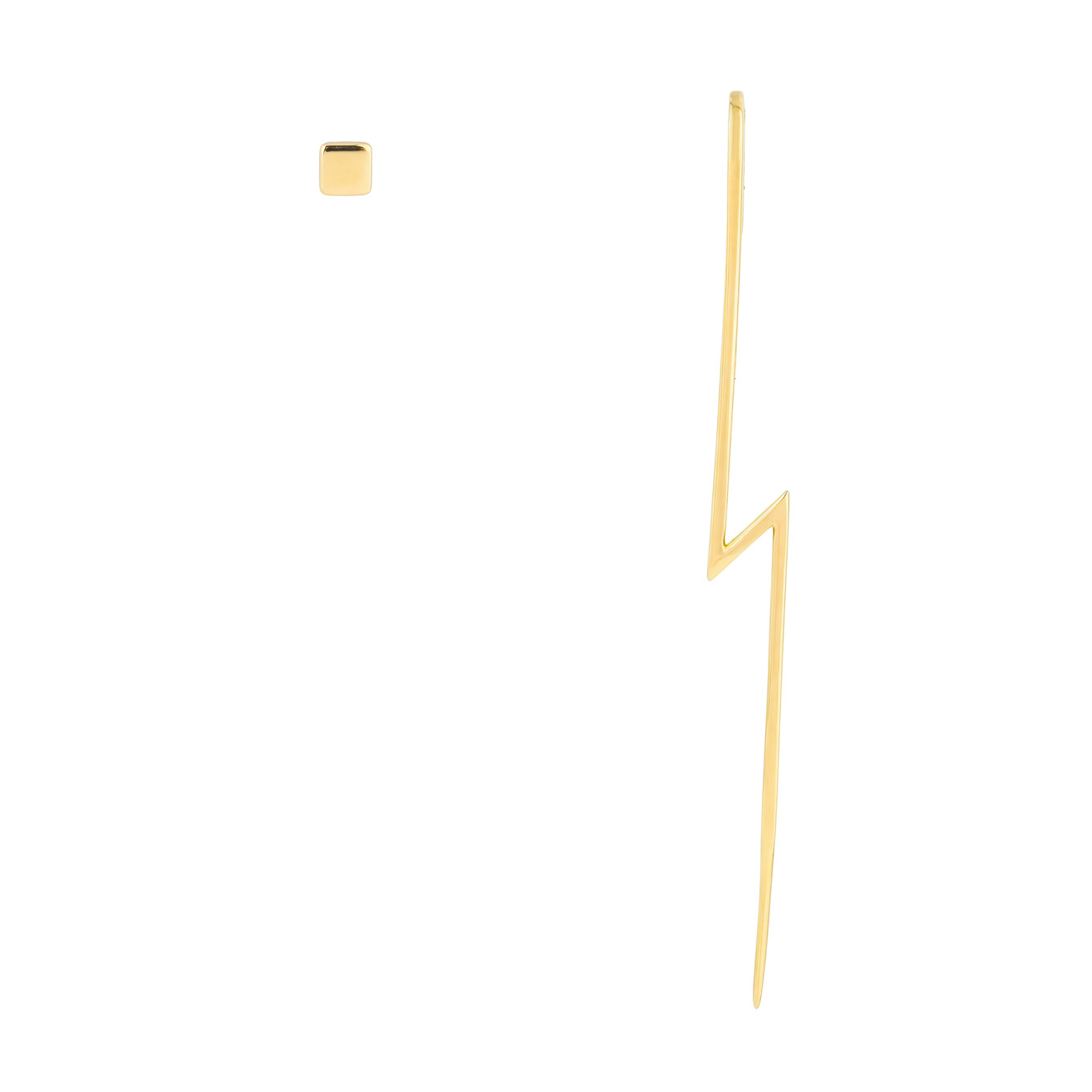 35.02 Асимметричные золотые серьги в виде стрелы с желтым кристаллом