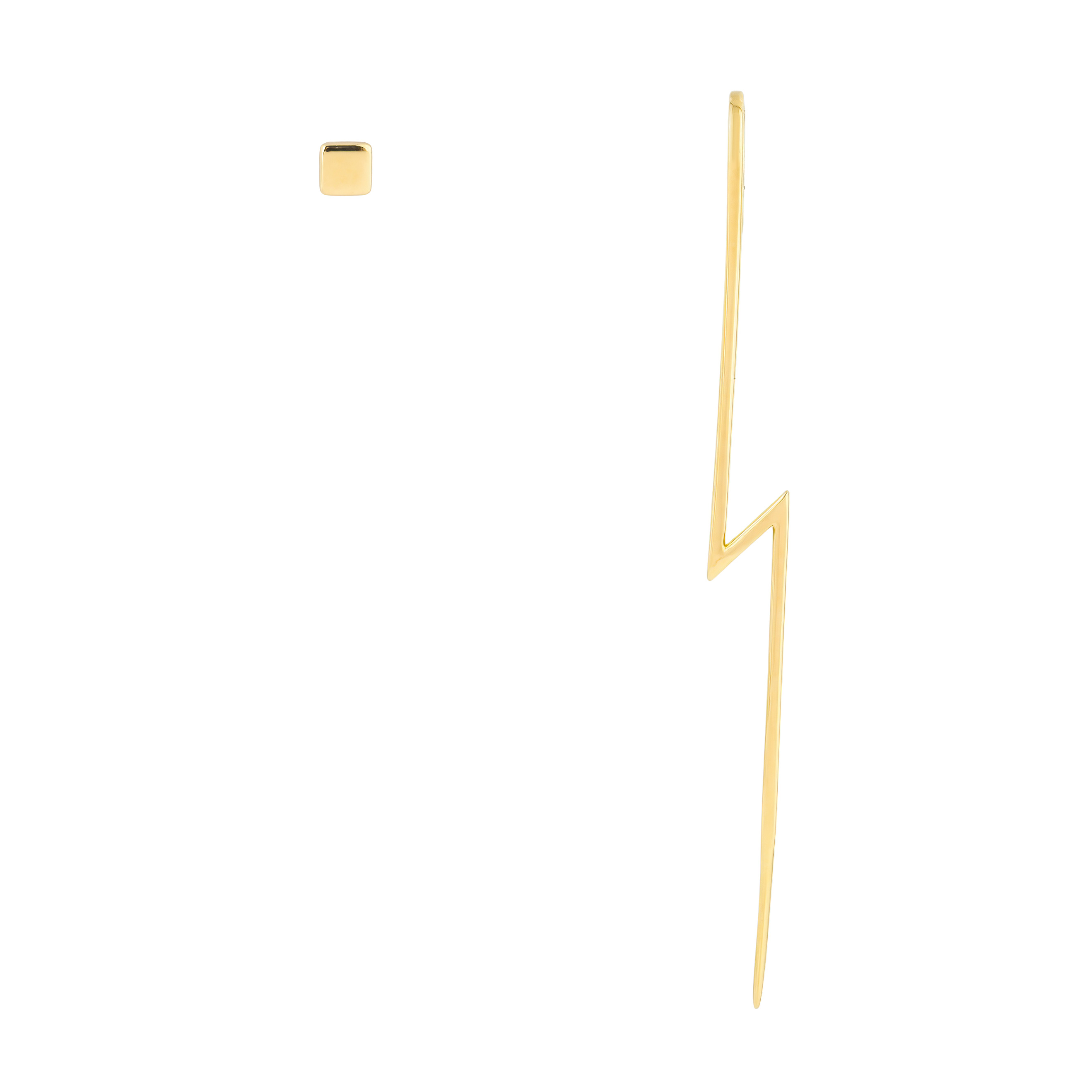 Asymmetric gold arrow earrings with yellow crystal