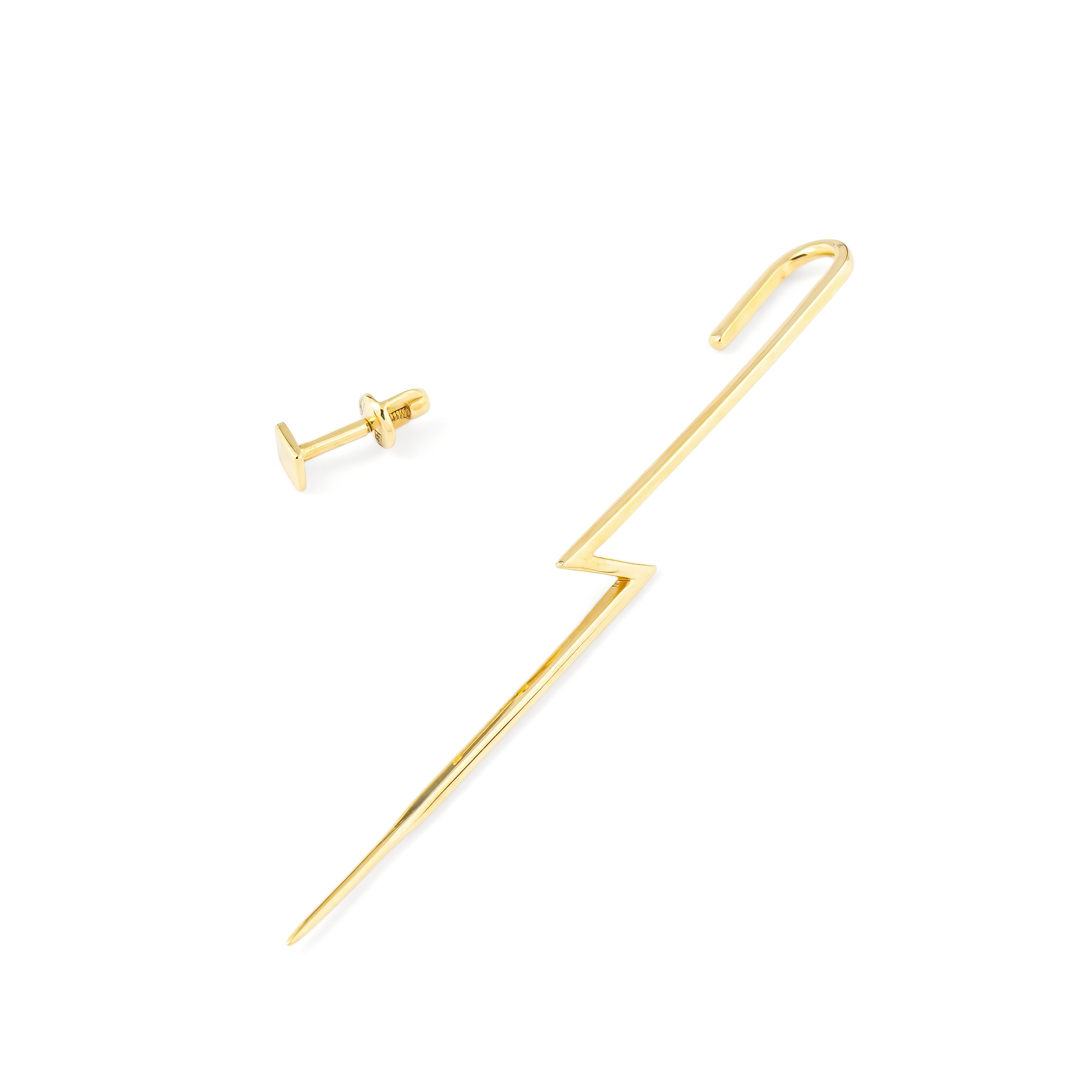 Asymmetric gold arrow earrings with yellow crystal