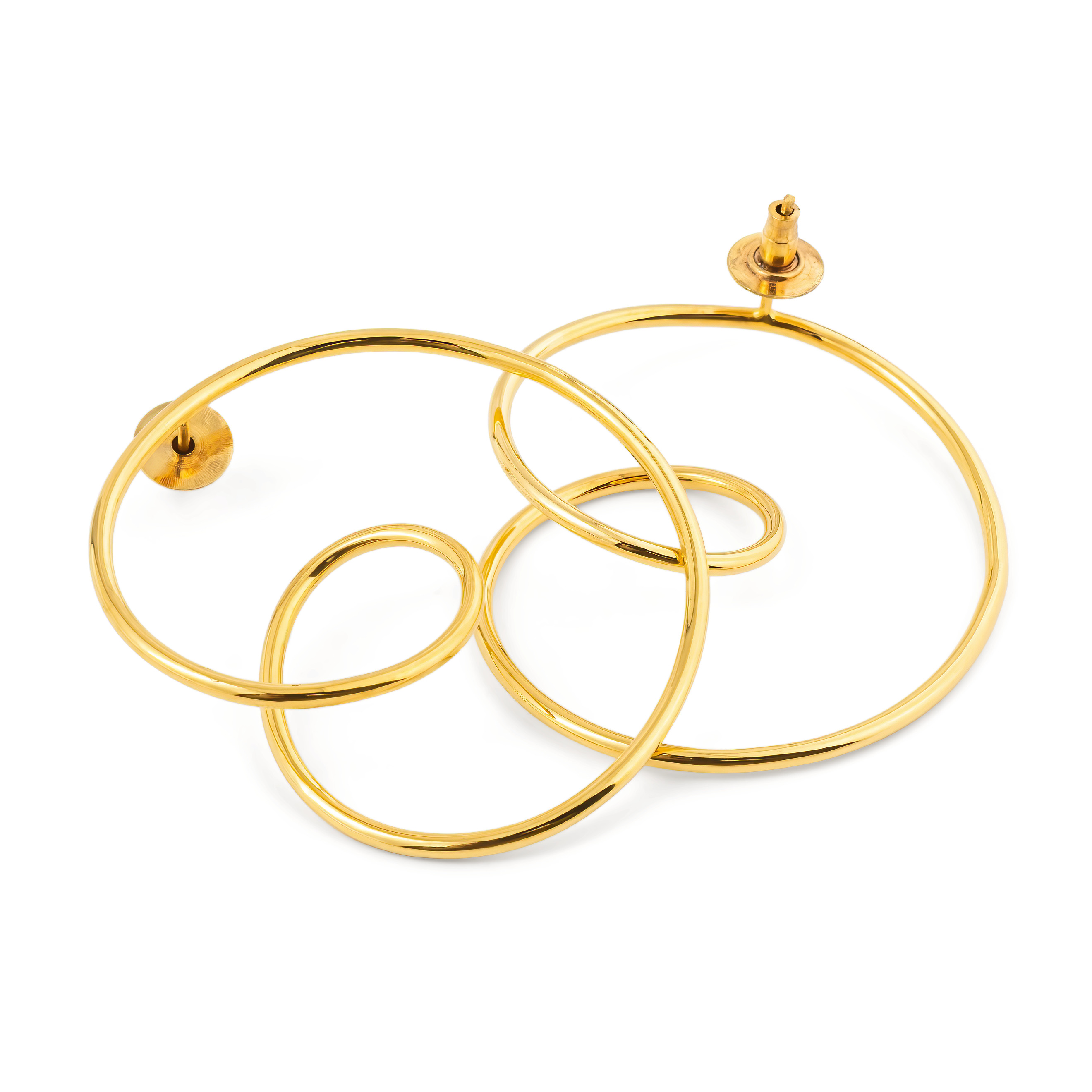 Gold-plated twisted chunky hoops earrings