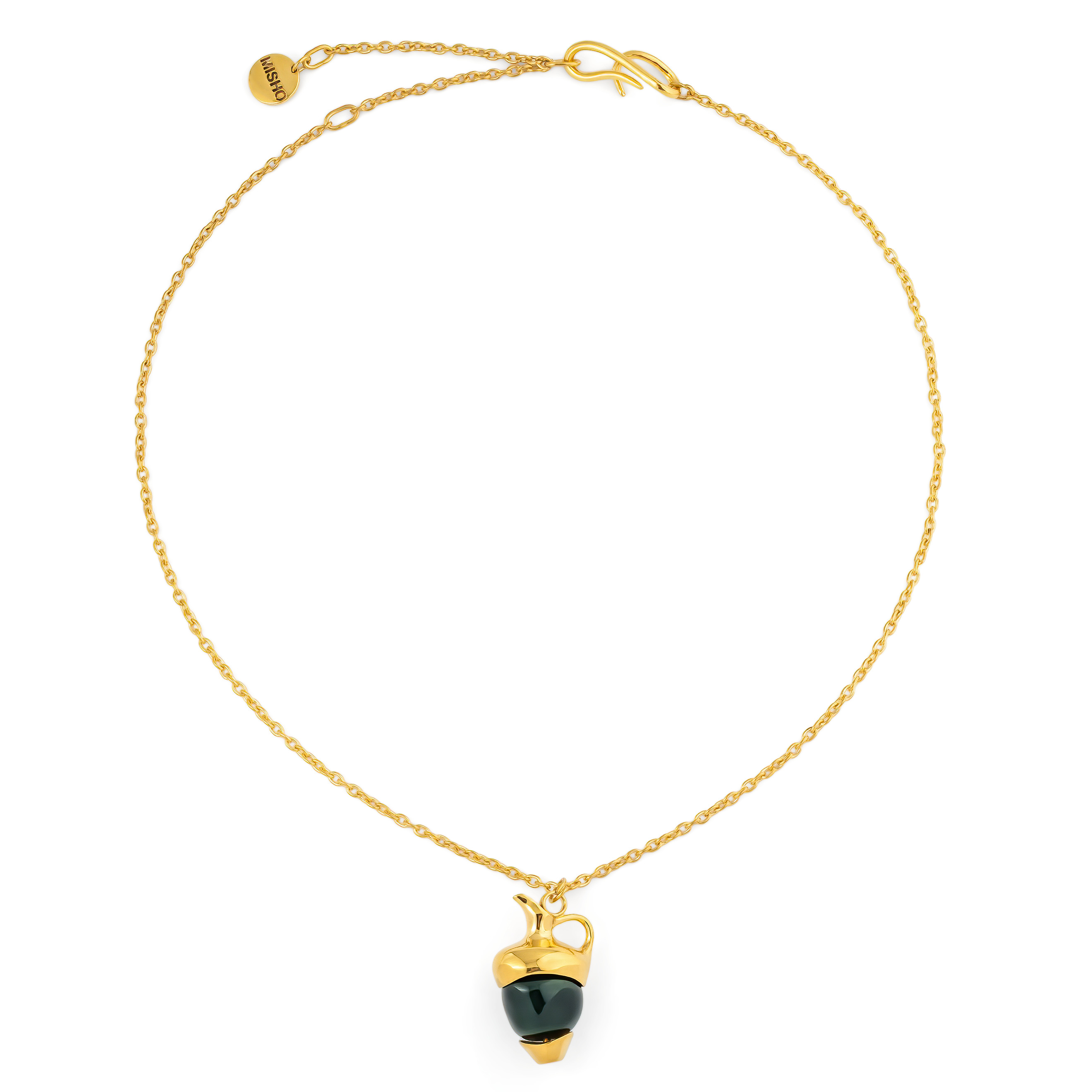 Gilded necklace with green amphora