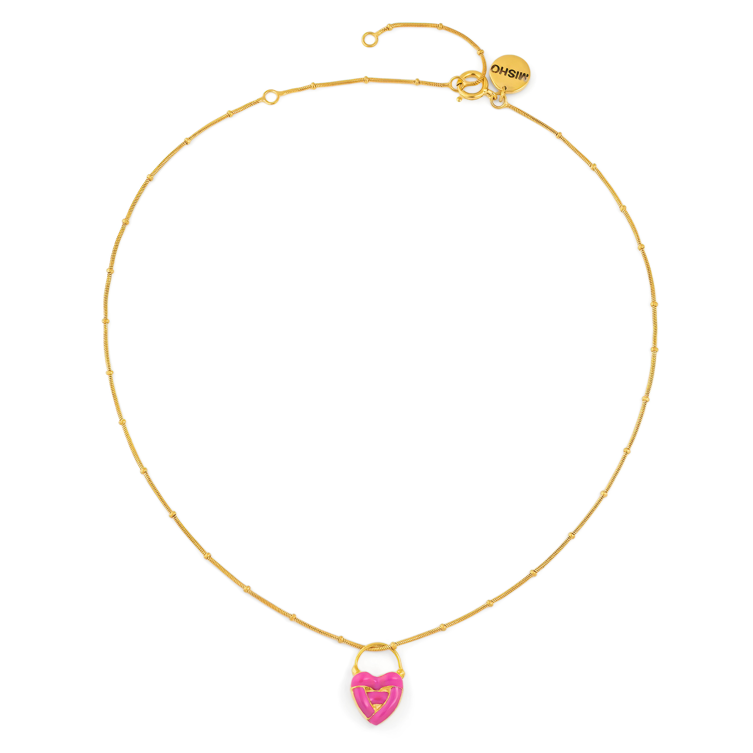 Позолоченное колье с розовым сердцем Juicy mini love locket - lipstick pink