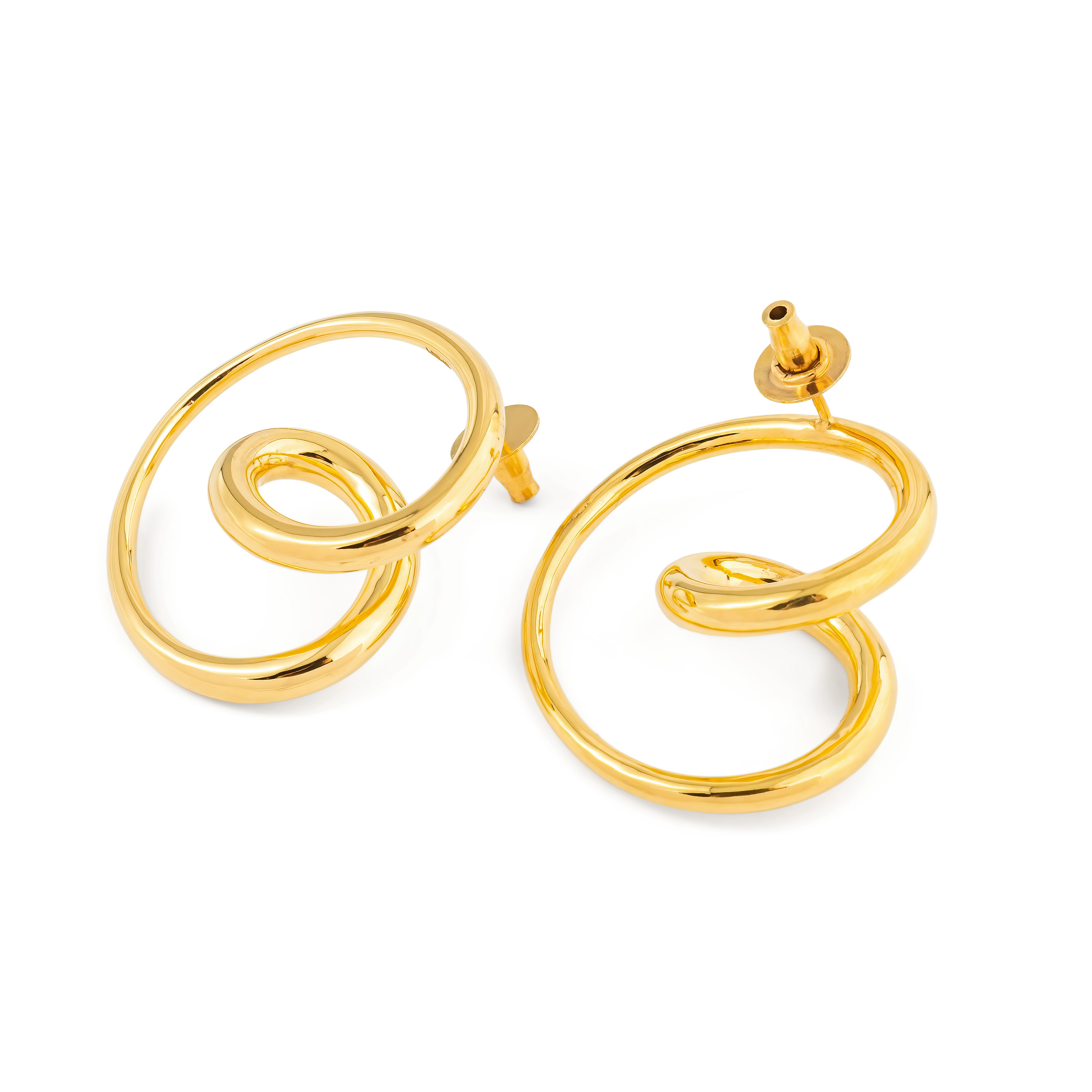 Gold-plated twisted hoops
