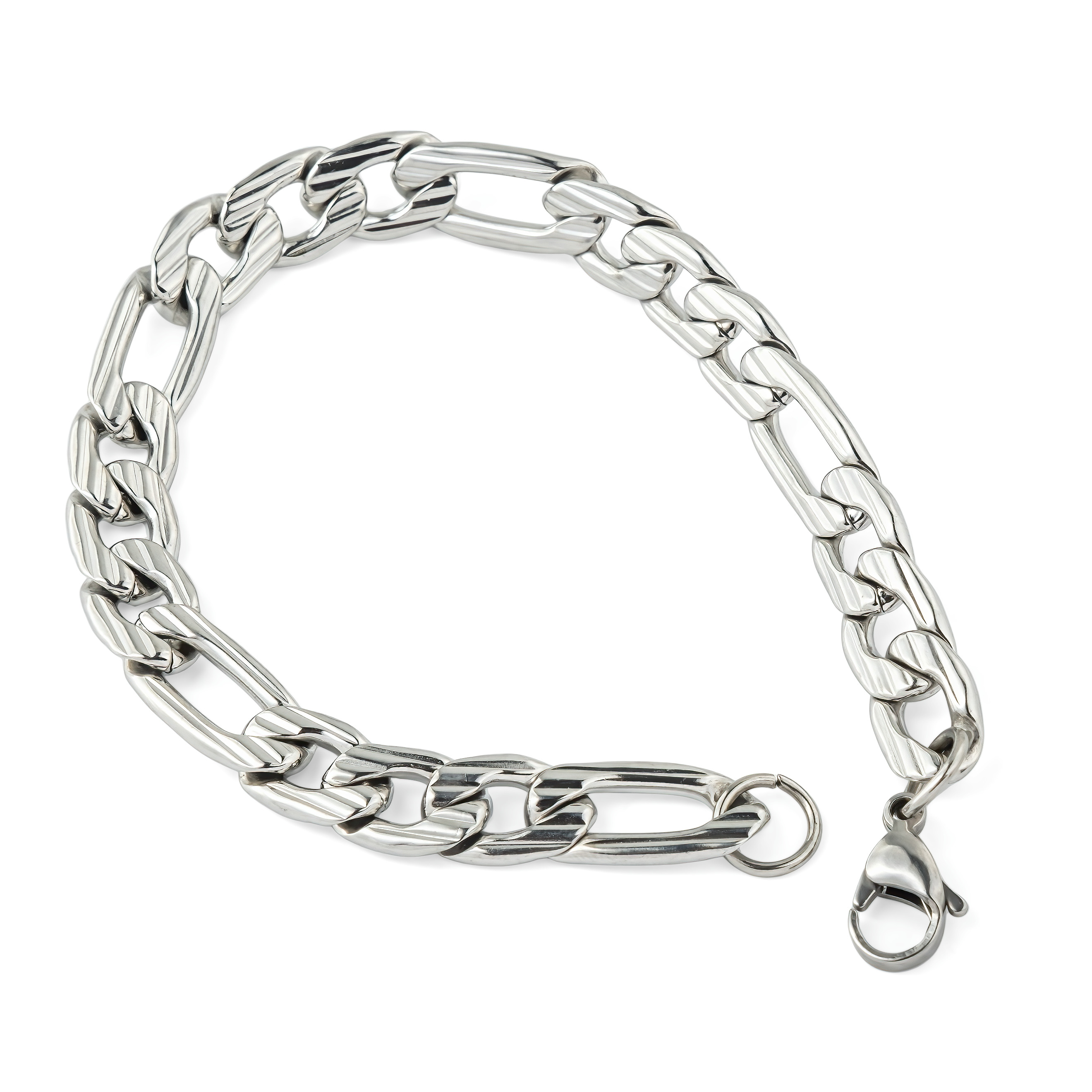 Steel bracelet with combined links