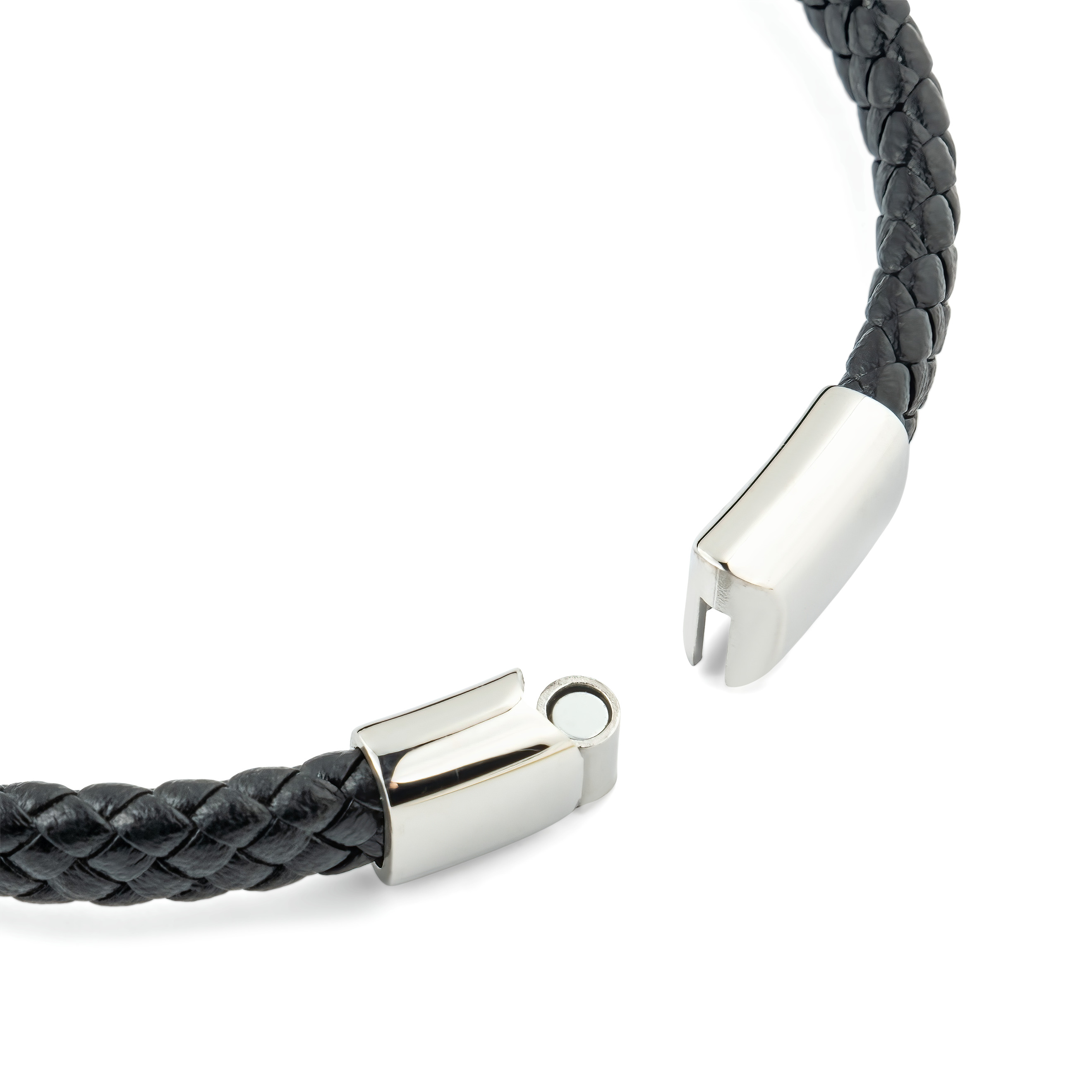Black leather bracelet with anchor
