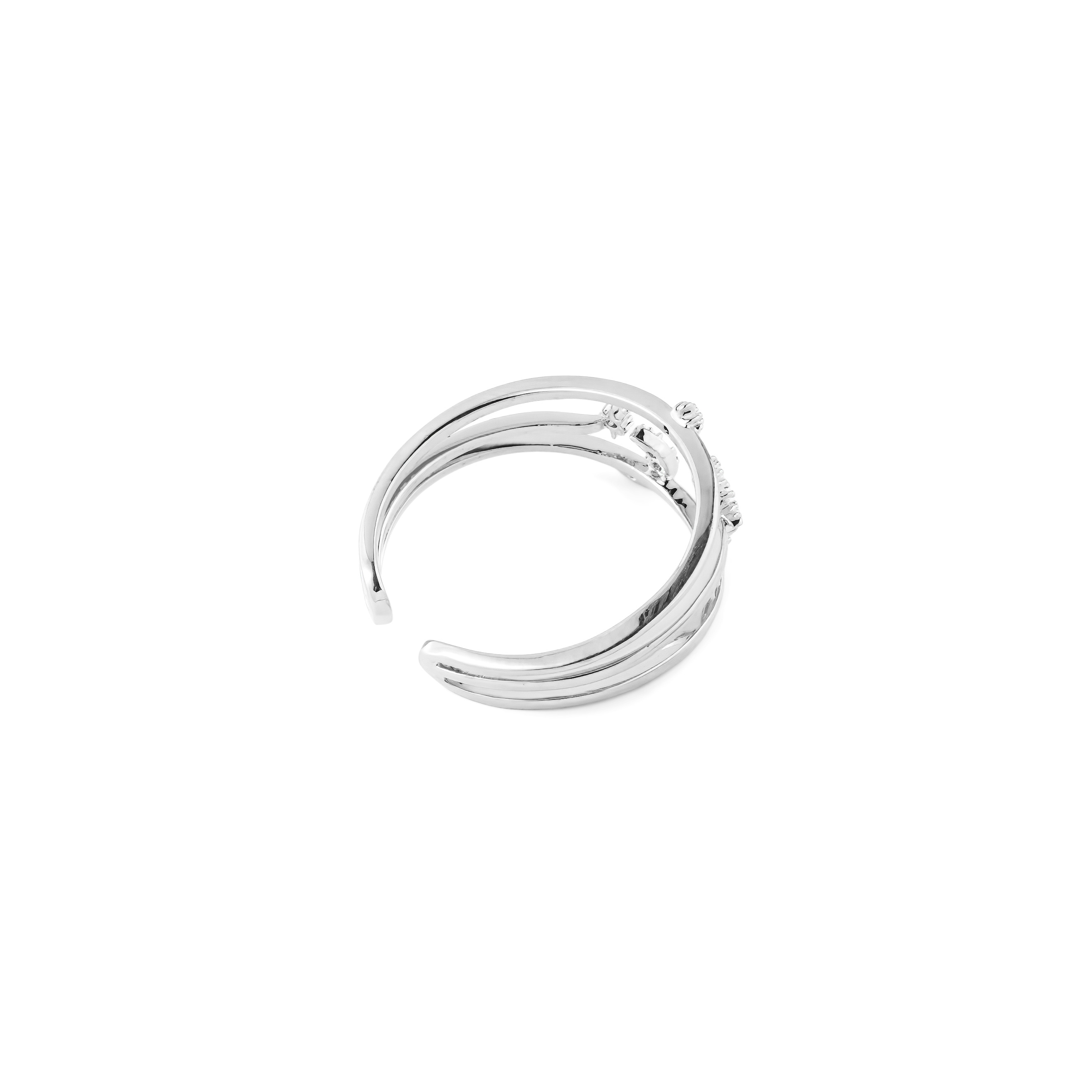 Silver ring with moon and star