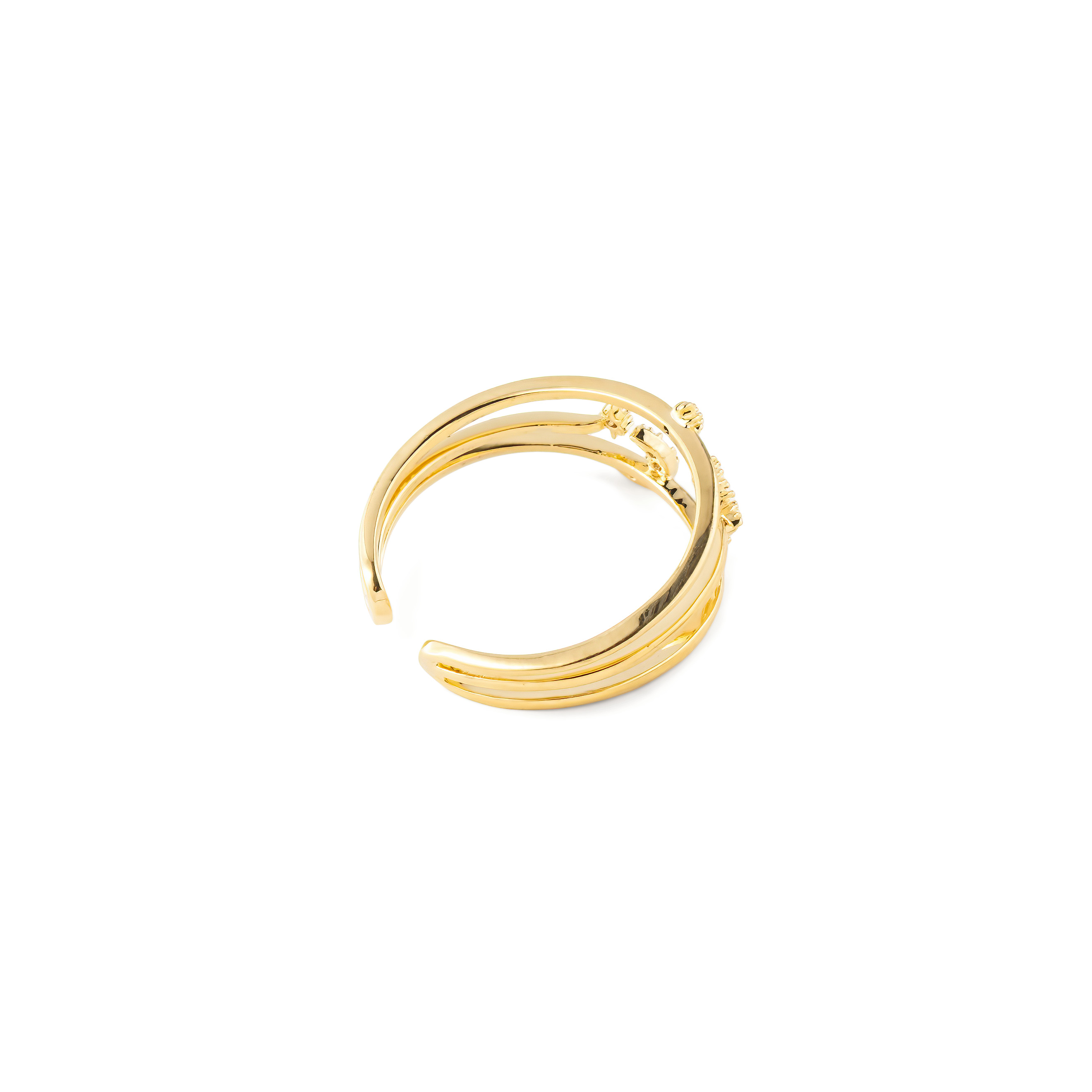 Golden ring with moon and star