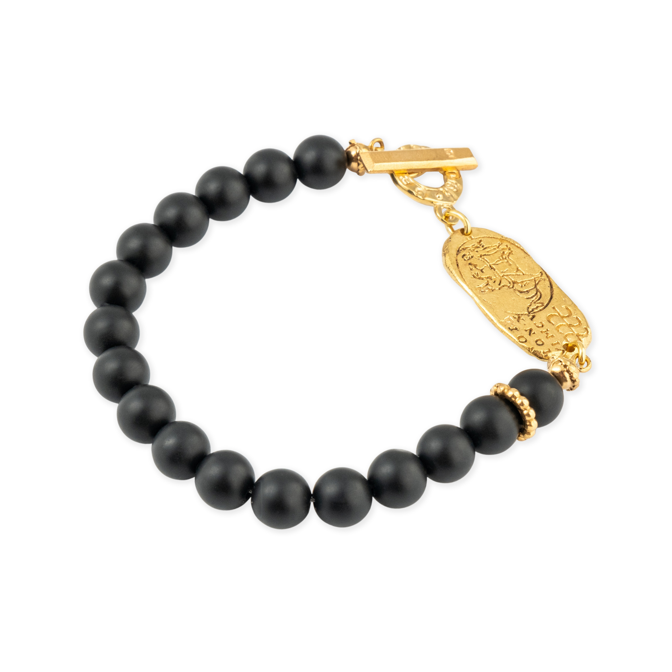 Golden bracelet with black onyx