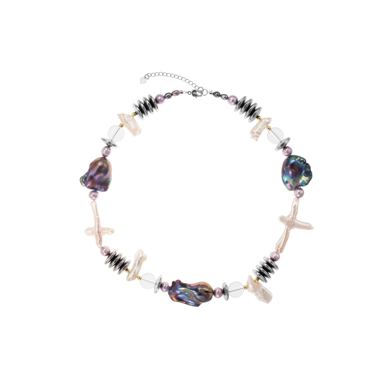 Kotlo Studio Ожерелье с крупным черным жемчугом, гематитом и хрусталем Alien женское ожерелье с жемчугом и эмалью